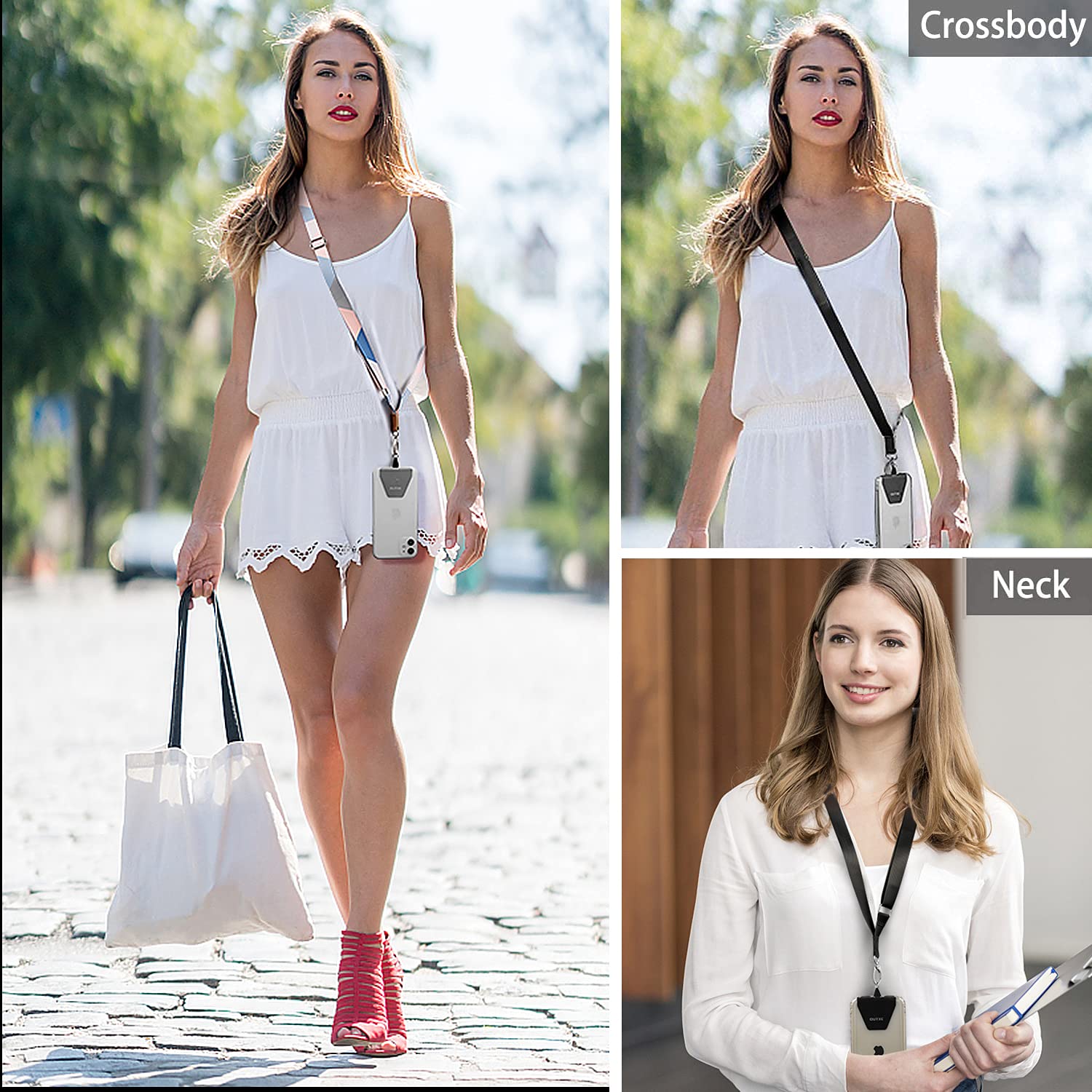 Outxe Phone Lanyard  2 Pack Adjustable Neck Strap, 4� Pad With Adhesive, Nylon Cell Phone Lanyard Compatible With All Smartphone