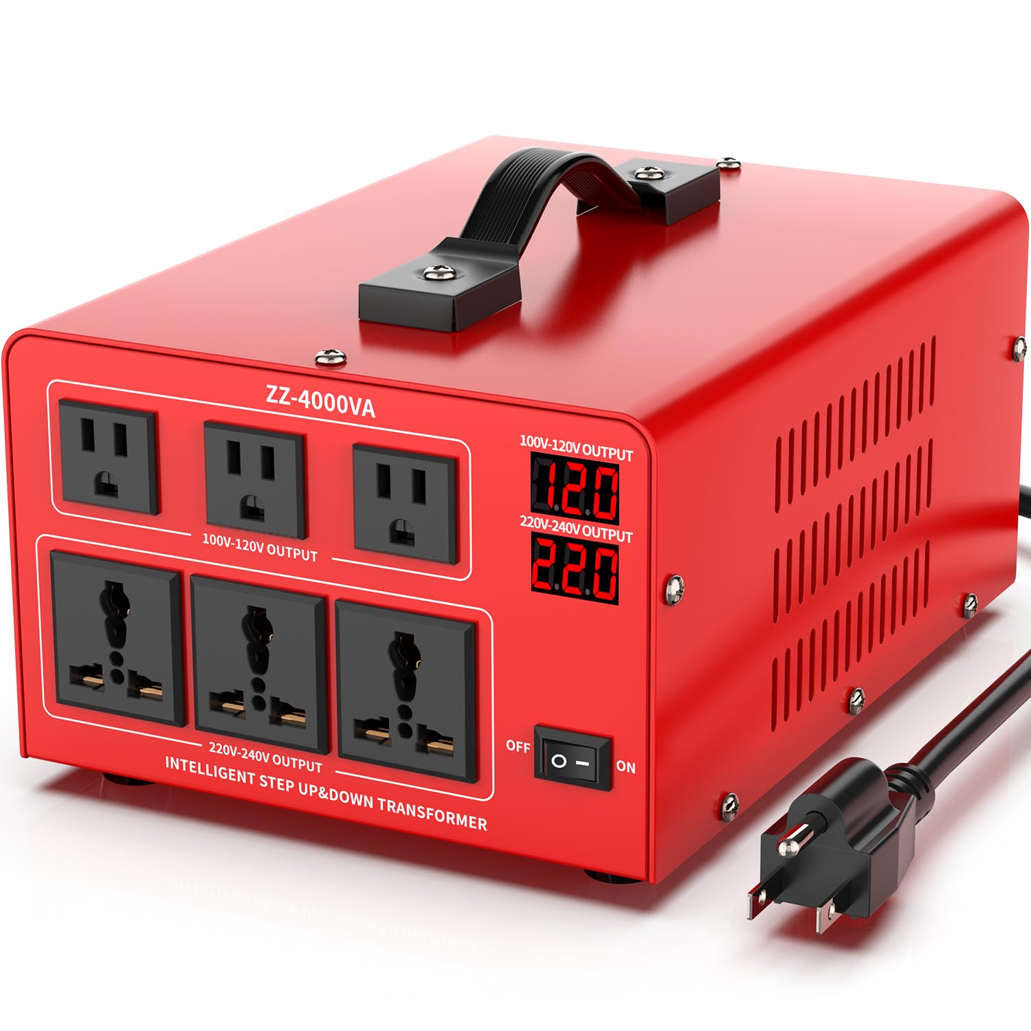 Olteanp 4000 Watt Voltage Converter Transformer Heavy Duty Step Up/Down Power Converter 220V To 110V, 110V To 220V With 3 Us Out