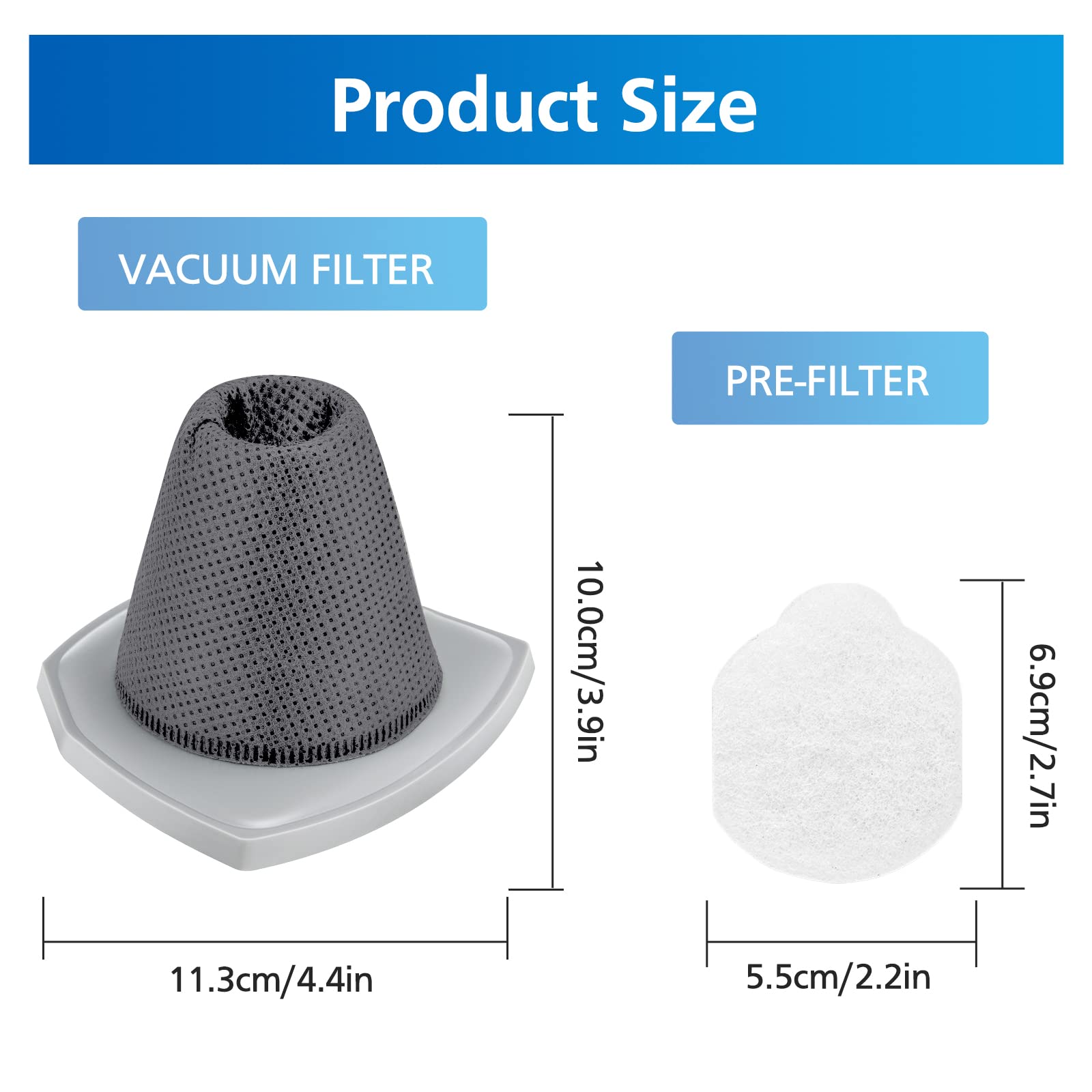 6 Pack Nes215A Vacuum Filter Set For Eureka Nes215A Blaze 3 In 1 Swivel Handheld & Stick Vacuum Cleaner, Nes210, Nes212, Nes215,