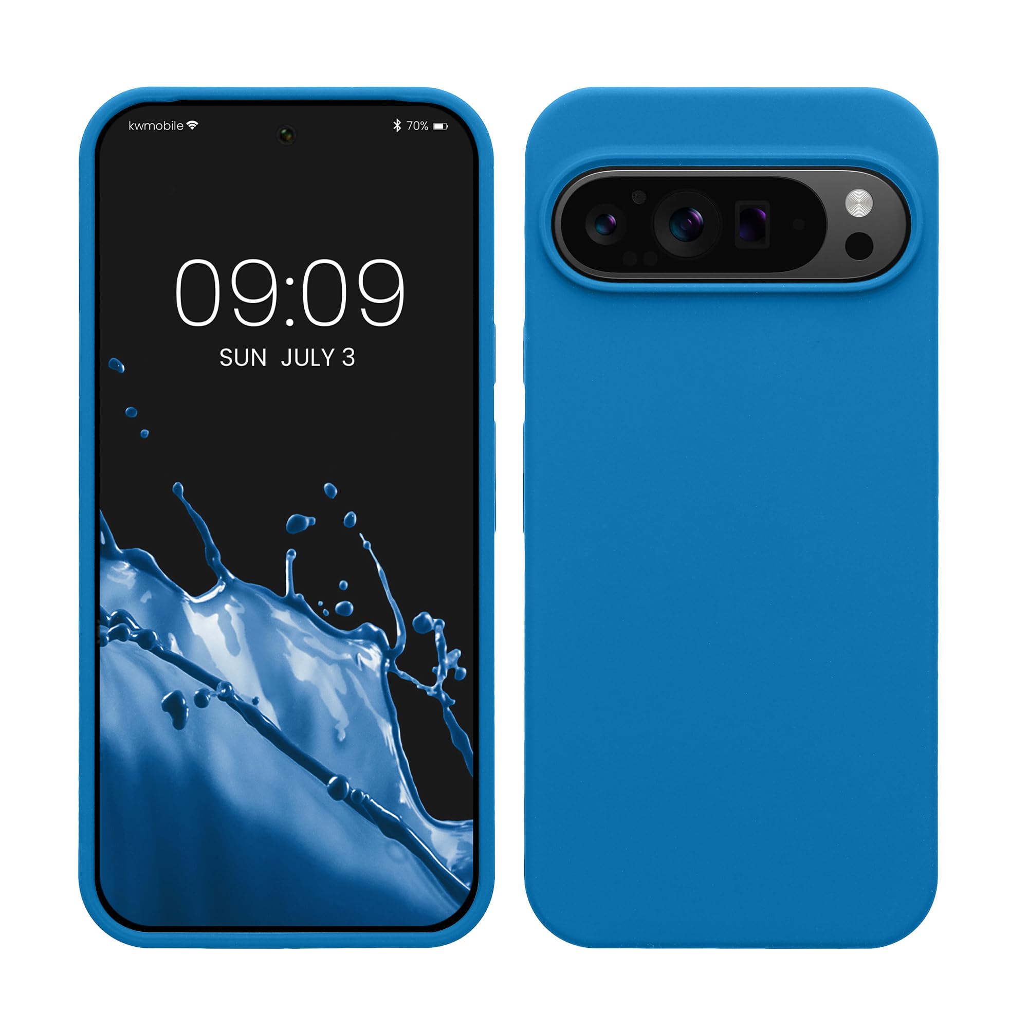 kwmobile Case Compatible with Google Pixel 9 Pro XL Case - TPU Silicone Phone Cover with Soft Finish - Blue Reef