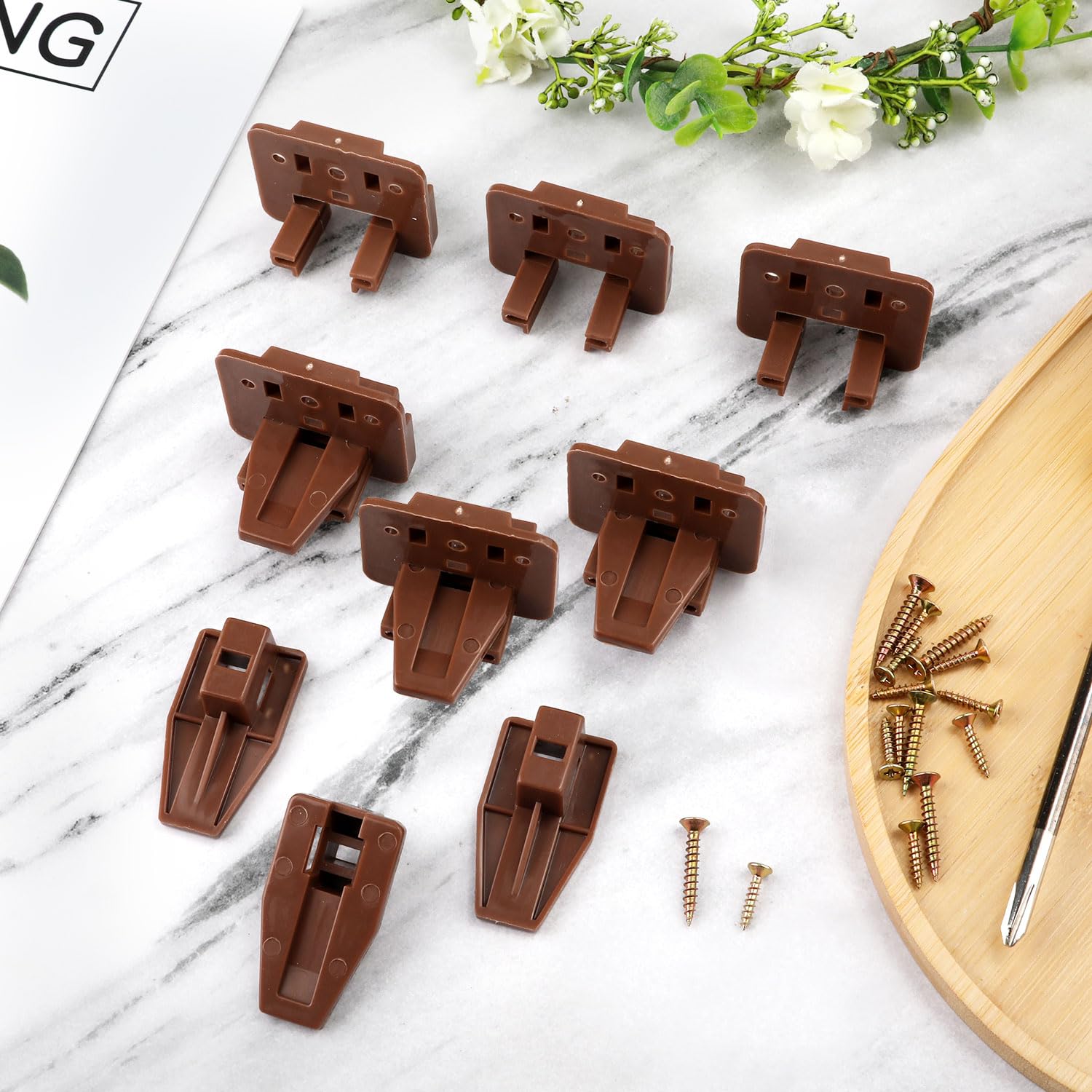 6Pcs Drawer Track Guide Kit, Plastic Drawer Guides For Kenlin Rite Trak I, Brown Replacement Drawer Slides Guides Repair Kit For