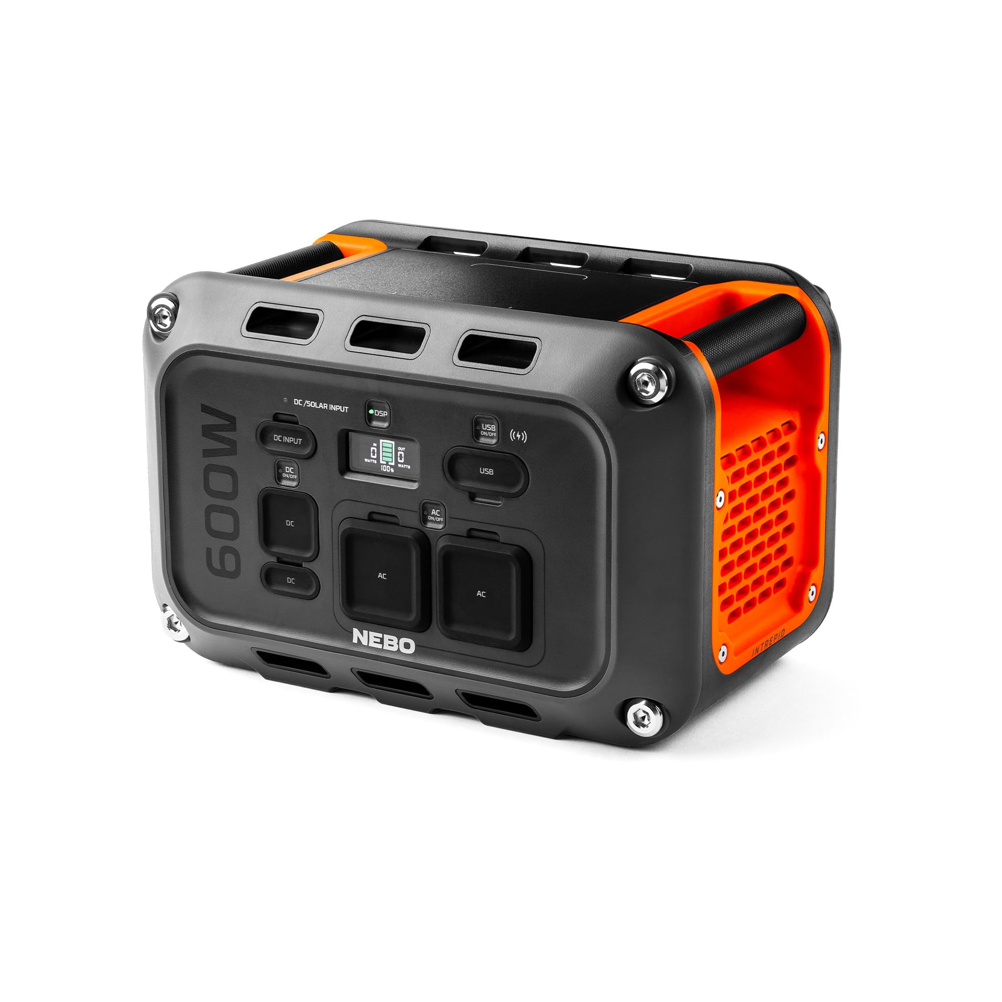 NEBO INTREPID 600 W Power Station | 537.6Wh Capacity, Portable Uninterruptible Power Supply for Emergencies, LiFePO4 Battery, 10