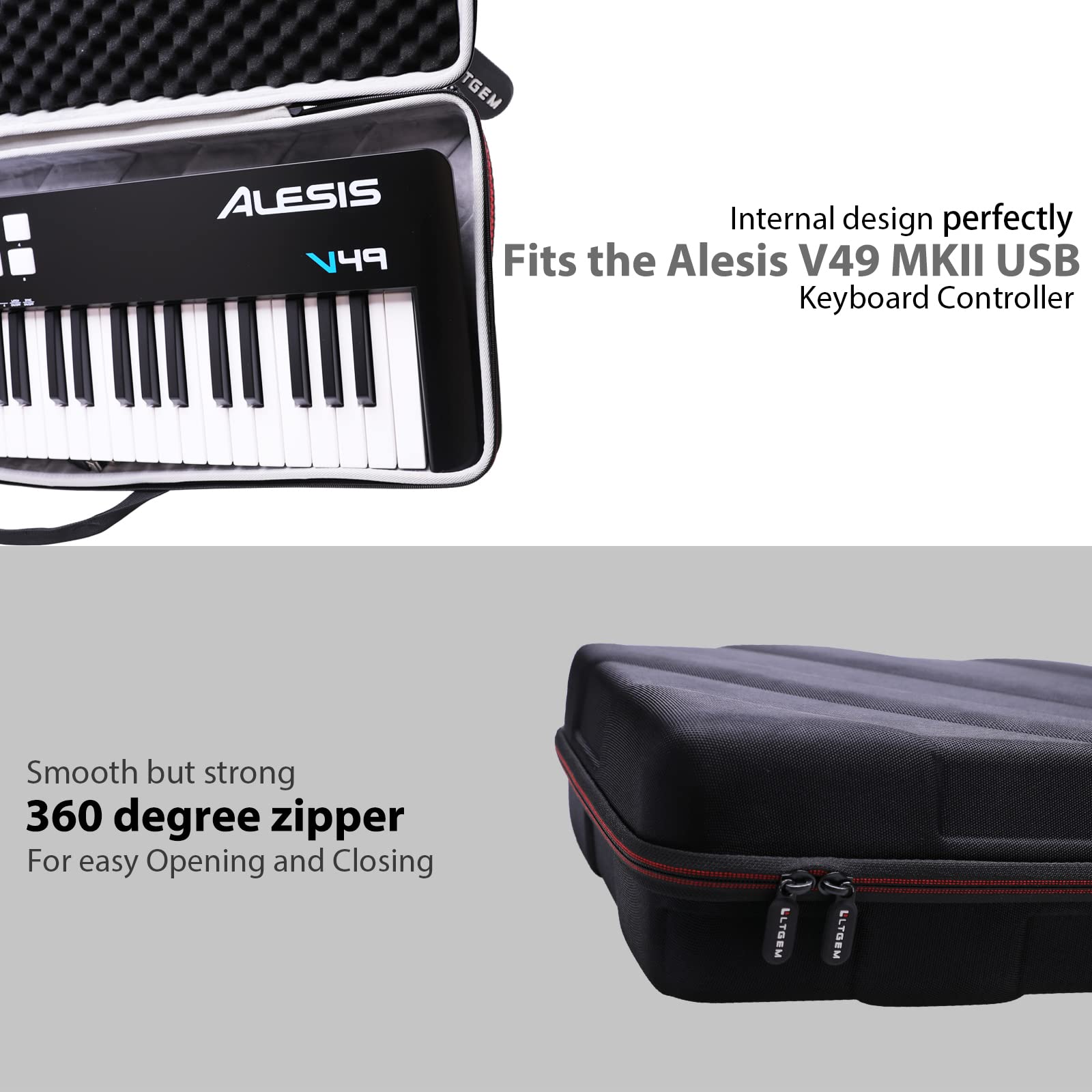 Ltgem Controller Case For Alesis V49 Mkii Usb Midi Keyboard Controller, Hard Storage Travel Protective Carrying Bag