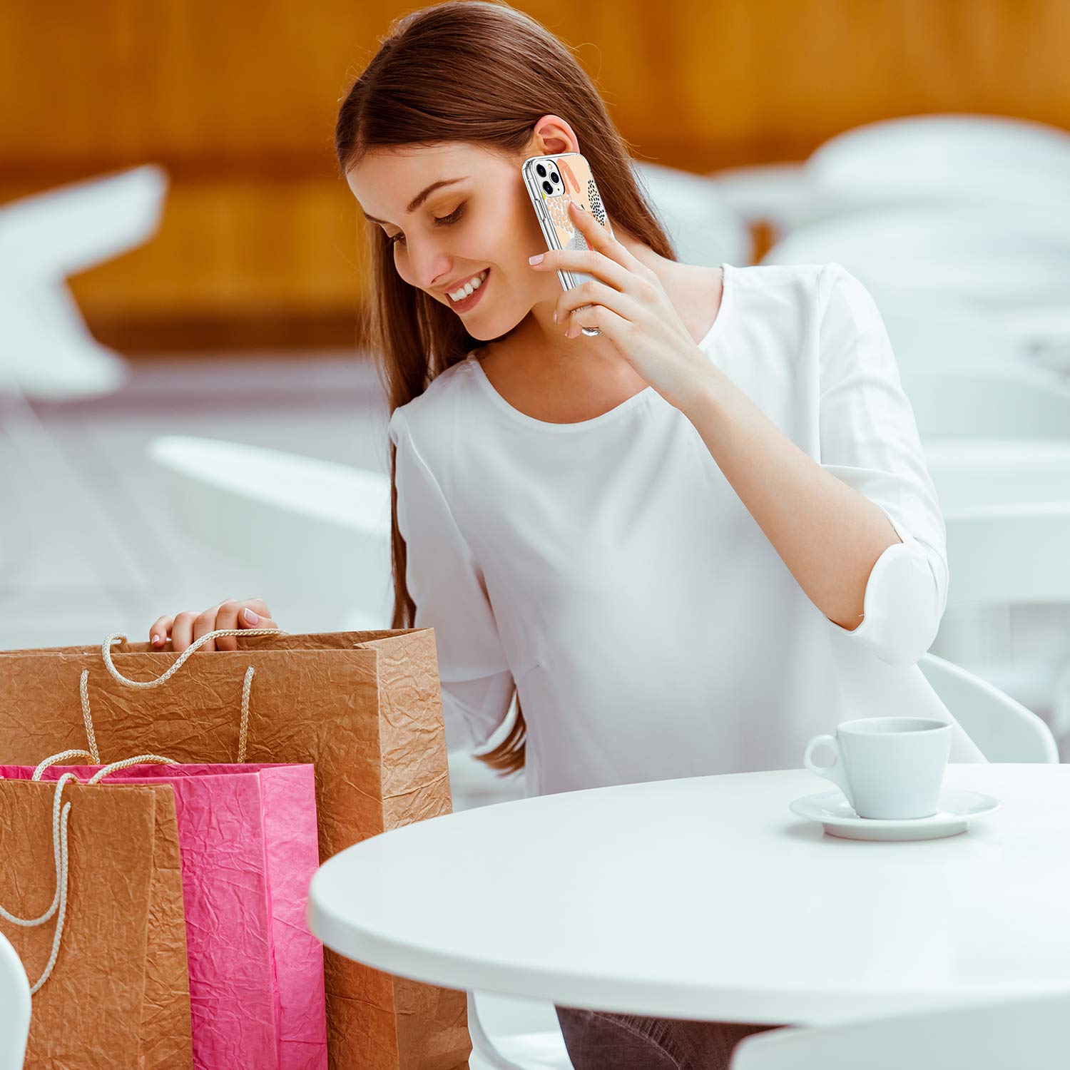 Icedio Iphone 11 Pro Max Case With Screen Protector,Clear With Fashion Designs For Girls Women,Shockproof Slim Fit Tpu Cover Pro