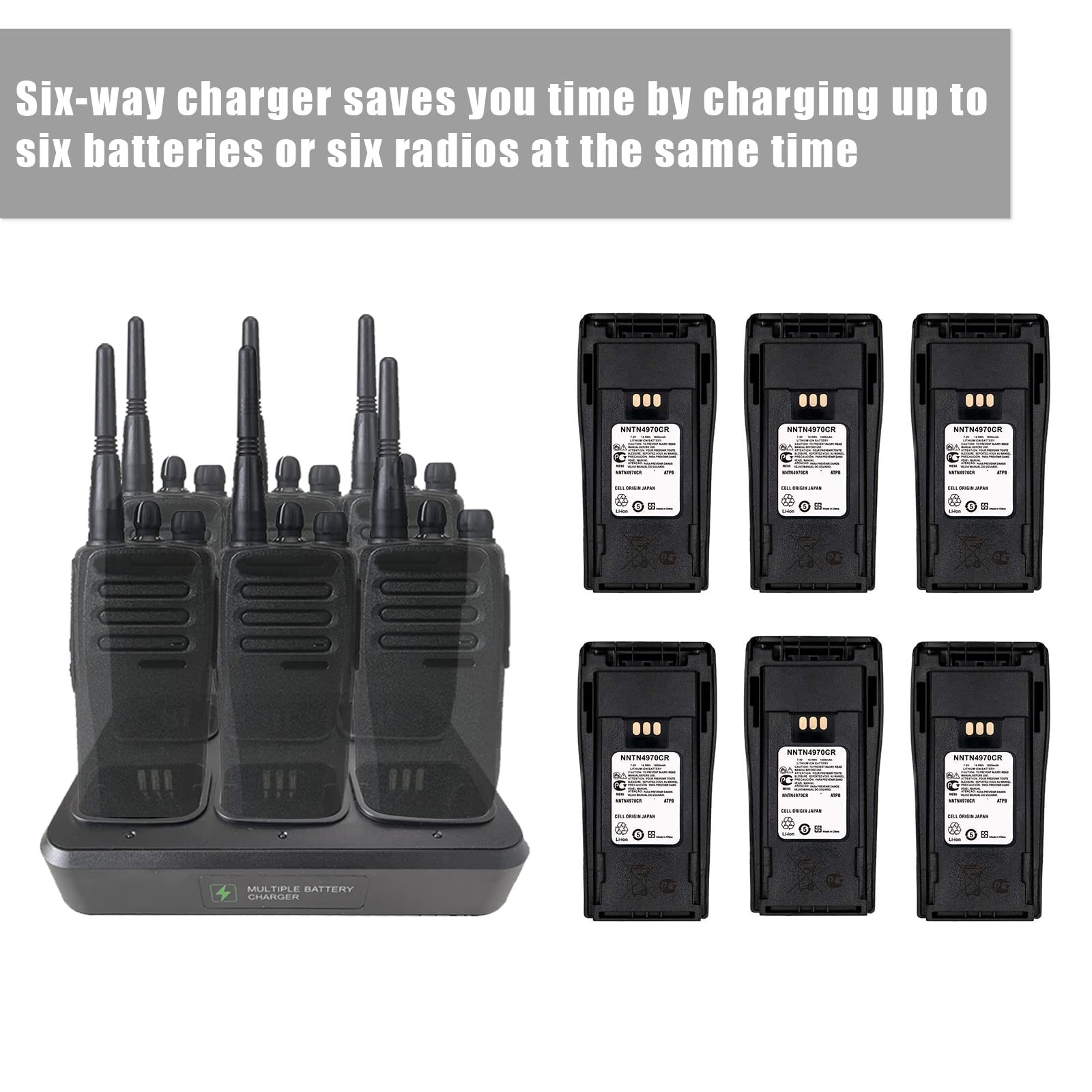 Teseko Six Way Charger Multi Unit Charger For Motorola Nntn4497Cr Nntn4497Dr Nntn4496 Cp040 Cp140 Cp150 Cp160 Cp180 Cp200 Cp200D