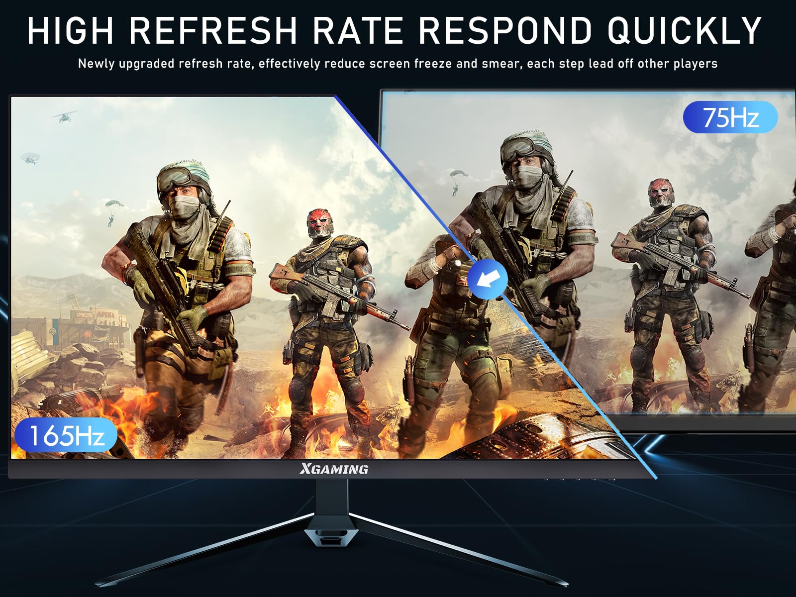 Xgaming 27 Inch Gaming Monitor, Qhd 2560 * 1440P, 144Hz/165Hz 98% Srgb, 1Ms, Freesync, Dual Hdmi&Displayport, Built In Speakers