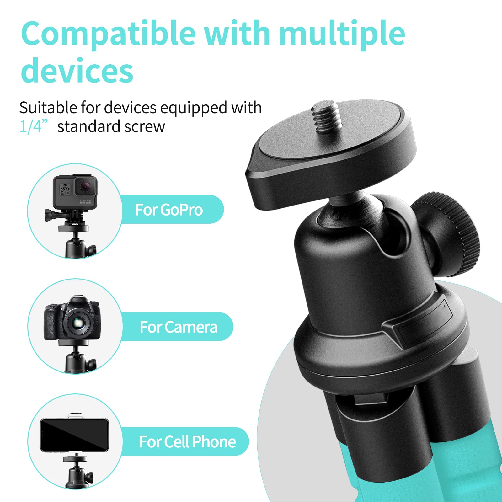Aureday Phone Tripod, Flexible Tripod For Iphone And Android Cell Phone, Portable Small Tripod With Wireless Remote And Clip For