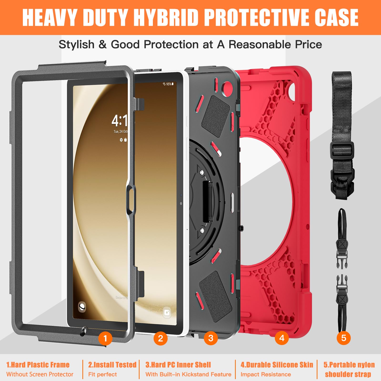 Tsqqst For Galaxy Tab A9+ Plus Case 11'' 2023 For Kids | Samsung A9 Plus Tablet Case With Screen Protector Stand&Hand Shoulder S