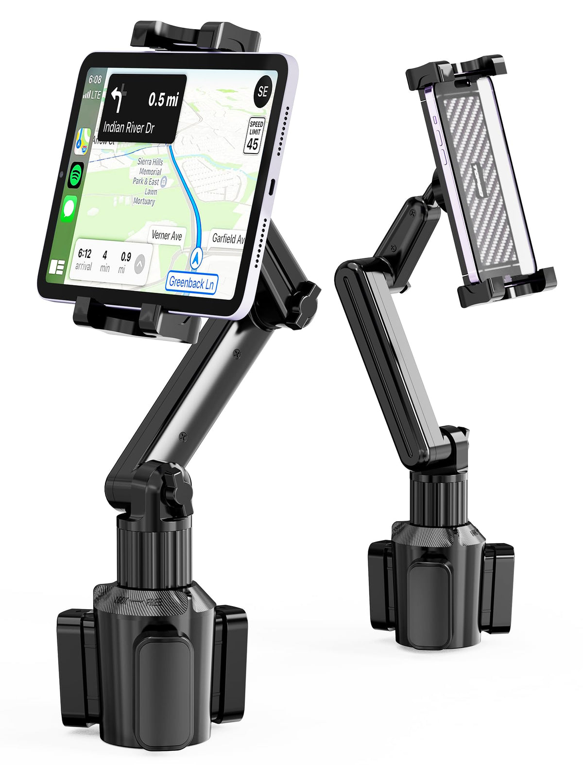 Topgo Cup Holder Tablet Mount, Tablet Holder For Car - Secure 360-Degree Adjustable Phone Holder For Truck, Fits For 5.9''-11.4'