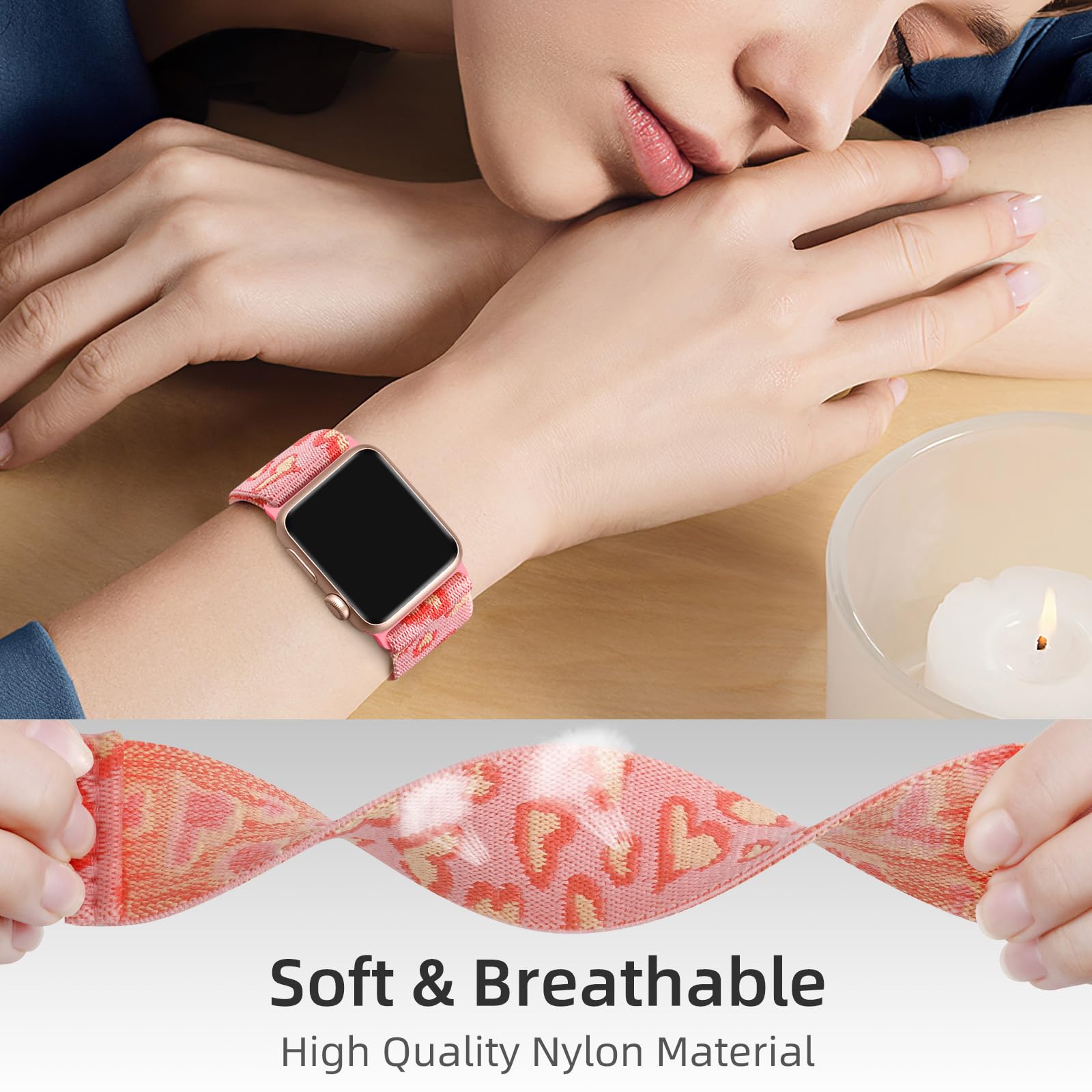 Daqin 3 Pack Stretchy Nylon Solo Loop Band Compatible With Apple Watch Band 38Mm 40Mm 41Mm 42Mm 44Mm 45Mm 49Mm, Soft Nylon Elast