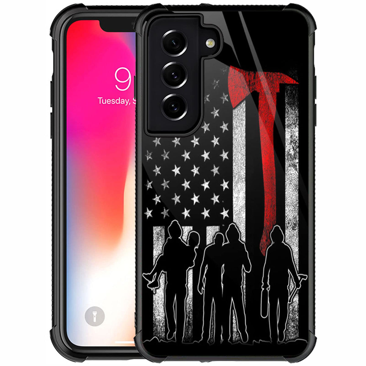 Carloca Compatible With Samsung Galaxy S21 Case,American Flag Humans Pattern Design For Girl Boy Shockproof Anti Scratch Case Fo