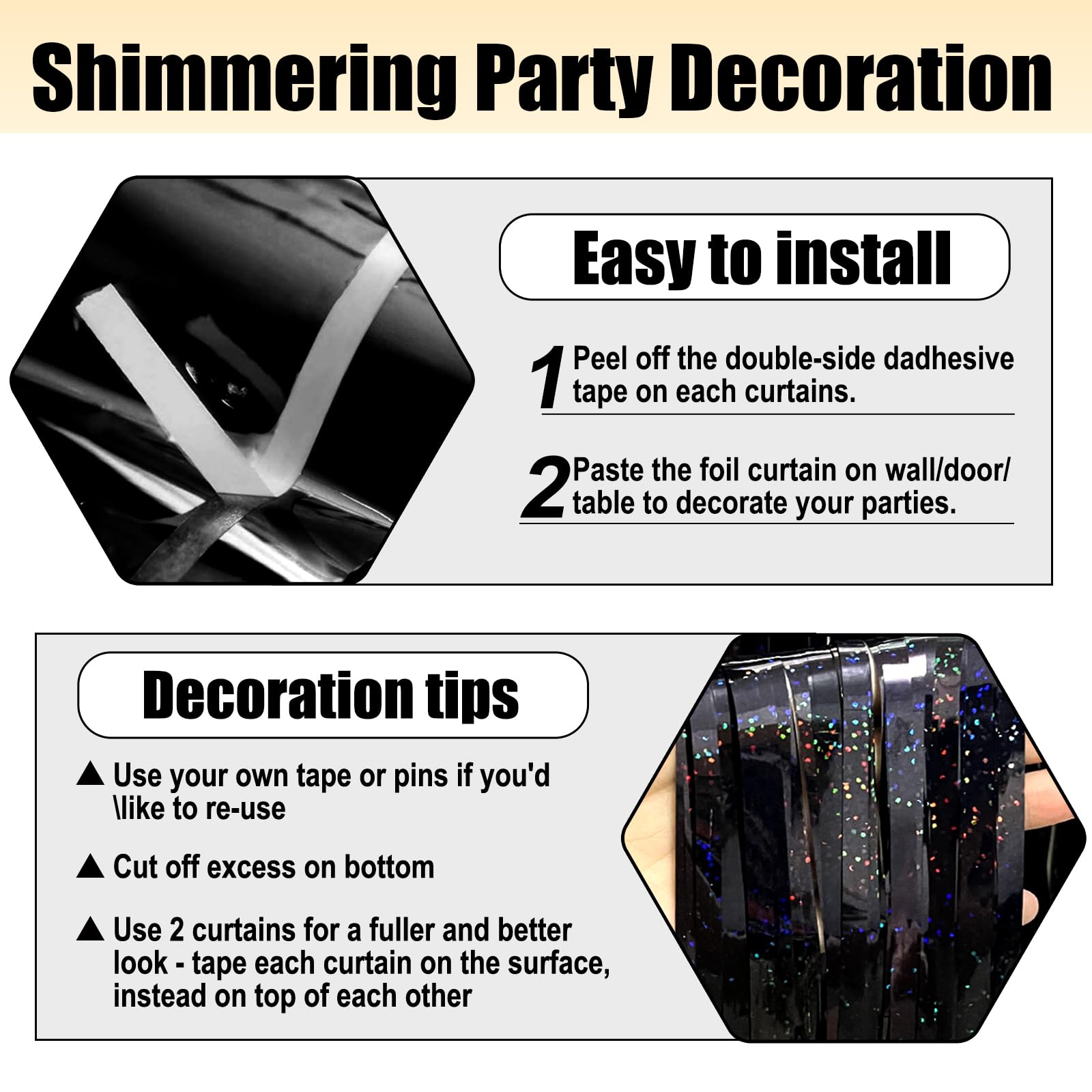 6 Pack Pink Foil Fringe Curtain Backdrop, 3.28Ft X 8.2Ft Metallic Tinsel Foil Fringe Streamer Curtains For Photo Booth, Birthday