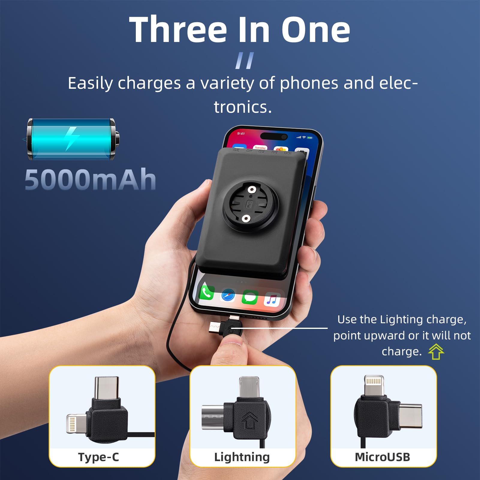 Rockbros Bike Mount Compatible With Garmin, Gopro Cycling Computer, 10000Mah/ 5000Mah Type C Recharge Bike Light