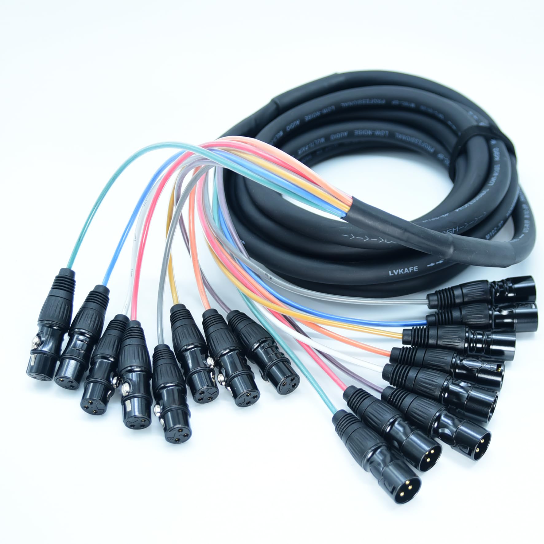 Arklove 10ft Snake Cables Audio Balanced Patch XLR to XLR Cable 8 Channel Connector Digital Splitter Microphones Stage & Studio 