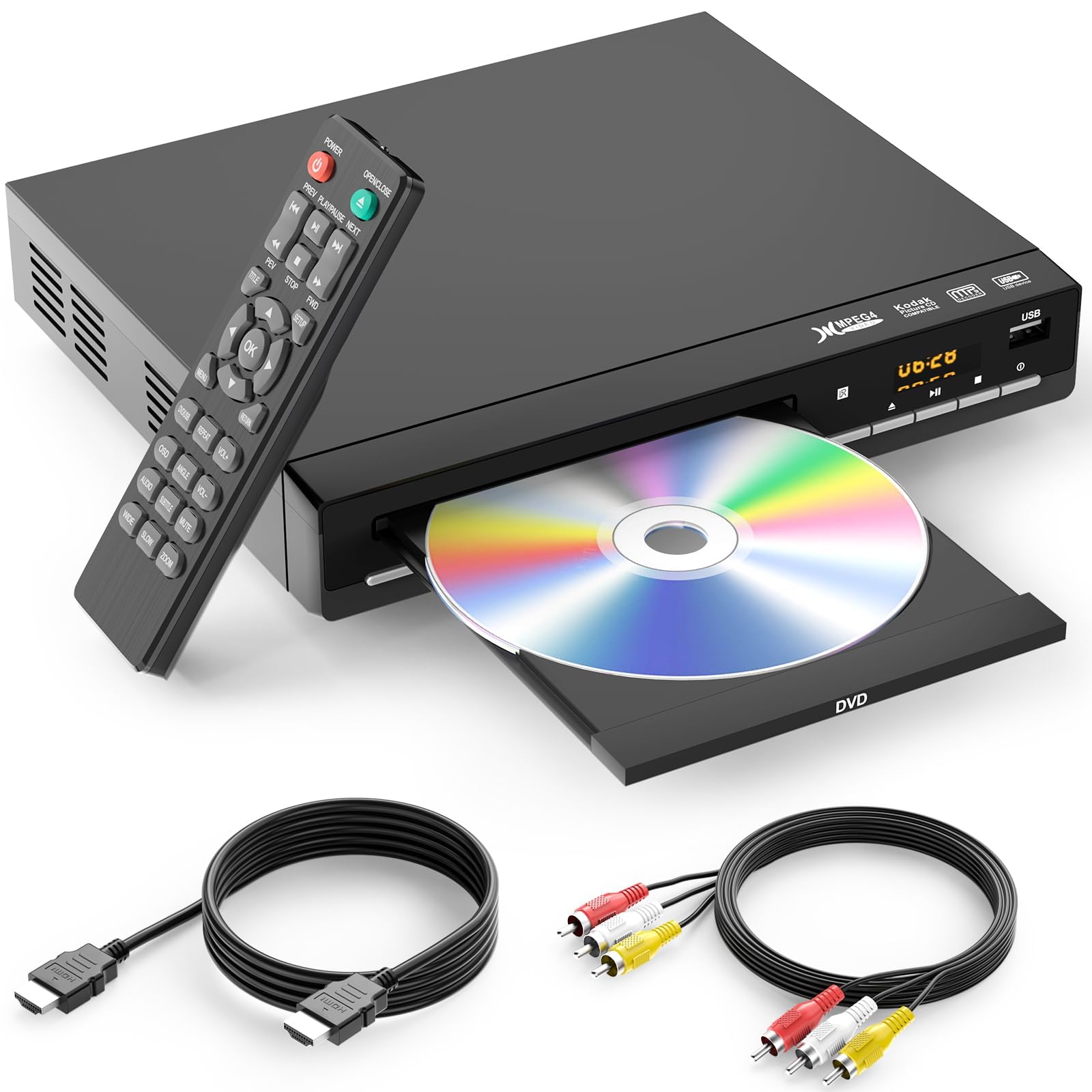Dvd Players For Tv With Hdmi,Plays All Regions And Formats,Cd Player For Home,Support 1080P Video/Cd/Dvd/Vcd/Jpeg/Usb, Remote, H