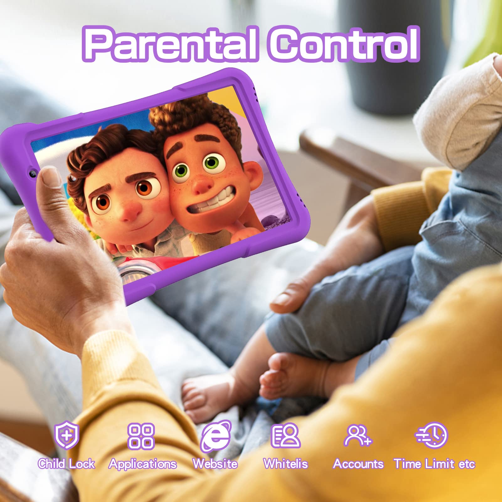 Pritom 10 Inch Kids Tablet Android 14 Tabletas 32Gb, Quad-Core, 6000Mah, Large Hd Ips Display, Wifi 6, Dual Camera, Bluetooth, T