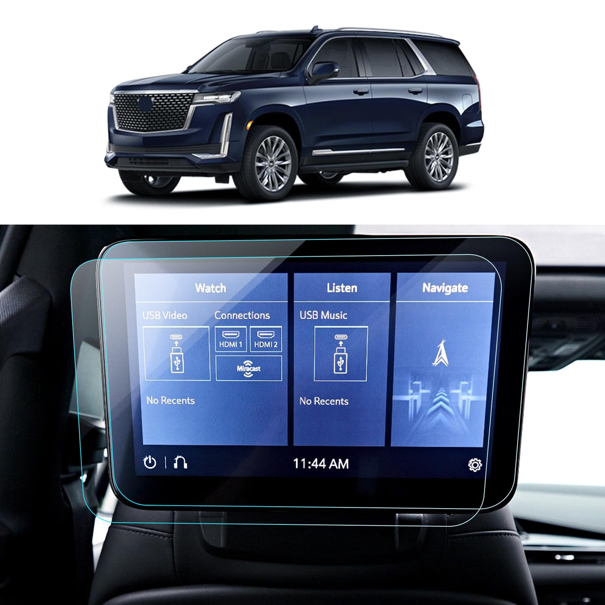 Lantu 2Pcs Tv Screen Protector For 2021-2024 Cadillac Escalade & Yukon Denali & Tahoe Suburban Rear Seat Dvd Media Touchscreen P