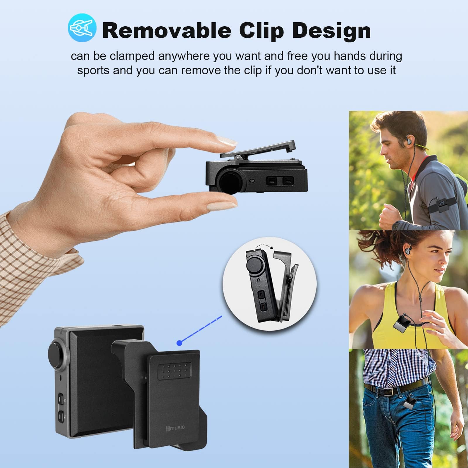 Hmusic P68 Hifi Mp3 Player With Clip, Lossless Dsd High Resolution Music Player Bluetooth, Portable Hi Res Audio Player With 16G