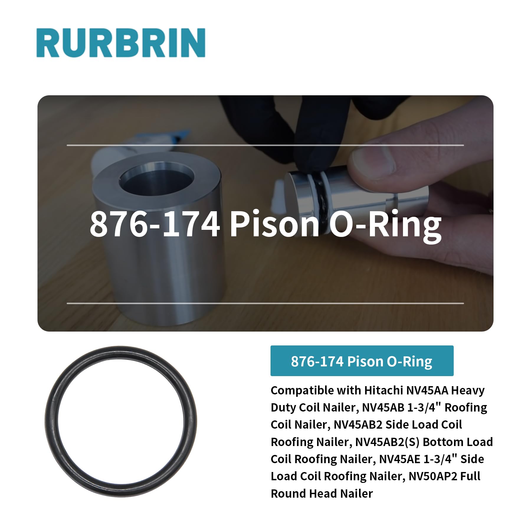 (10 Pcs) 876 174 Piston O Ring Part Compatible With Hitachi Nv45Aa Nv45Ab Nv45Ab2 Nv45Ab2(S) N5008Ac N5010A Nt50A Nt65A2 Nailers