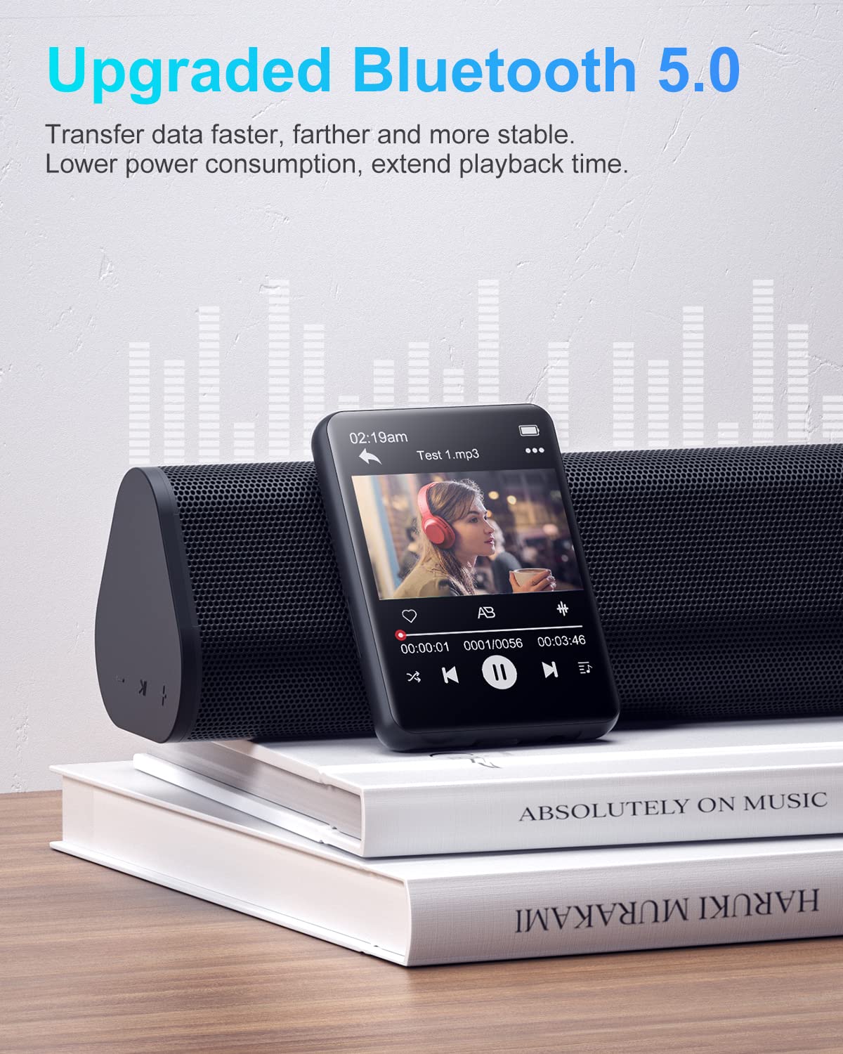 64Gb Mp3 Player With Bluetooth, Full Touch 2.4 Screen Mp3 And Mp4 Player Built In Hd Speaker, Fm Radio, Voice Recorder, Mini Des