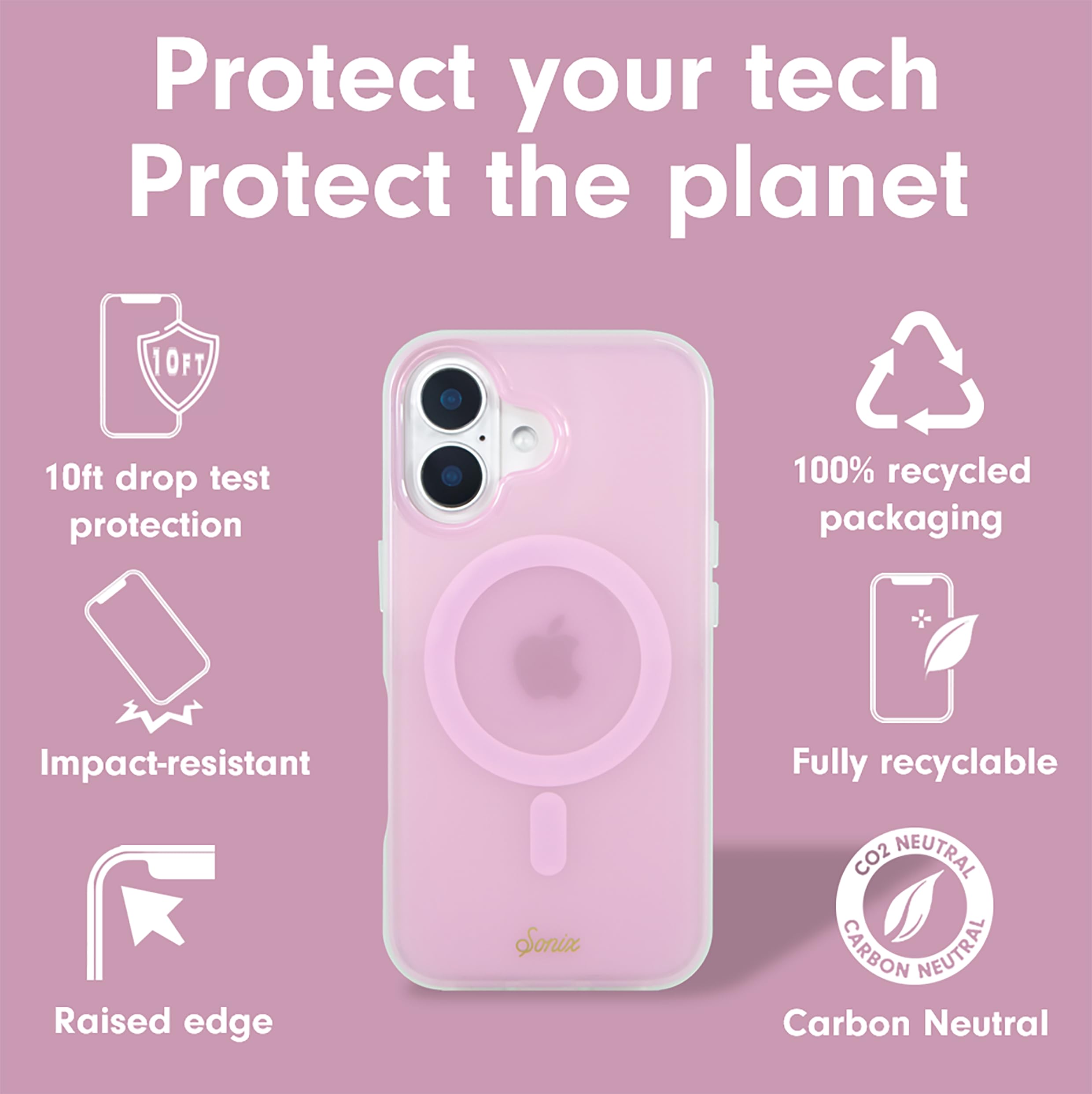 Sonix Case For Iphone 16 | Compatible With Magsafe | 10Ft Drop Tested | Jelly Pink