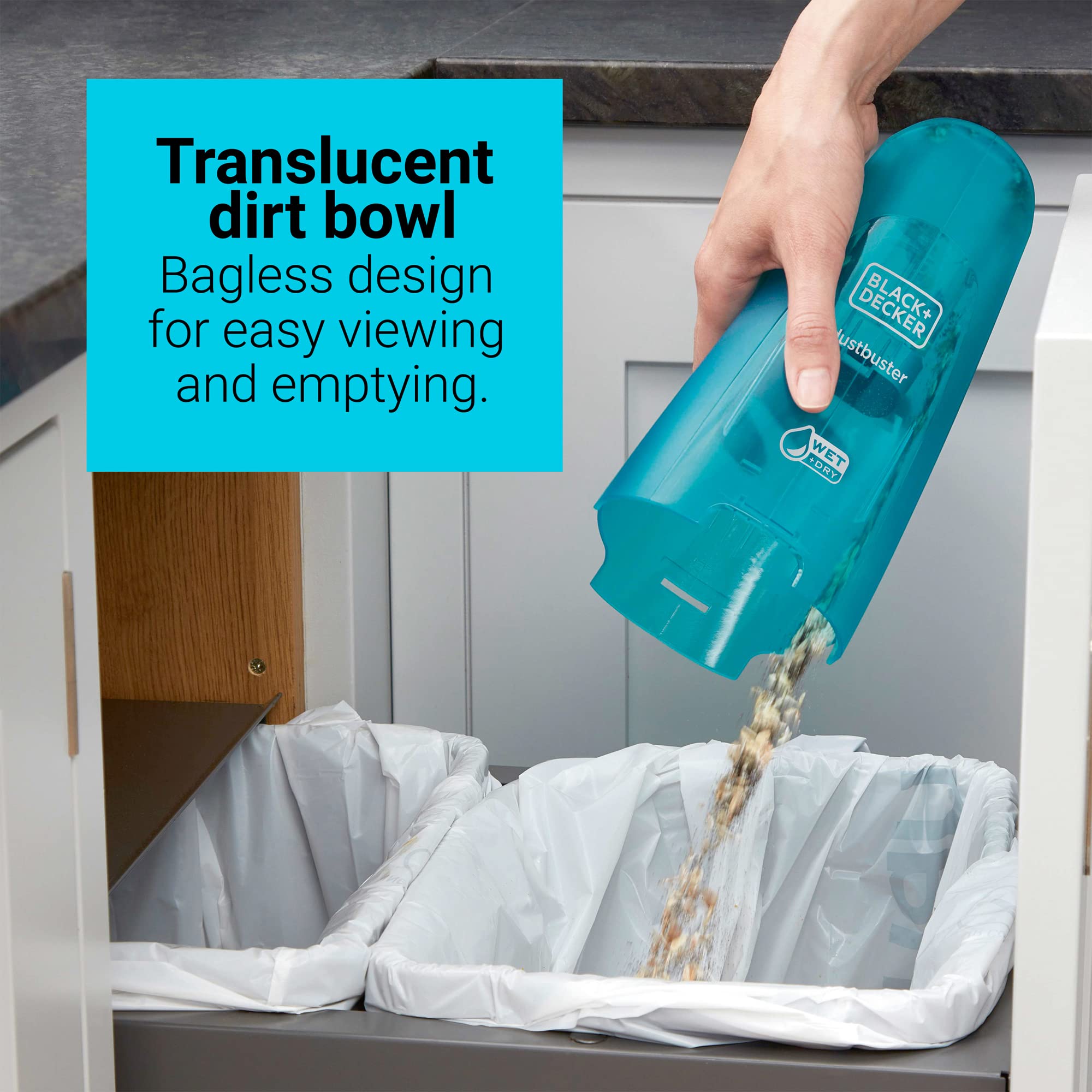 Black+Decker Dustbuster Wet/Dry Handheld Vacuum, Cordless Hand Vac (Hnvc215Bw52)