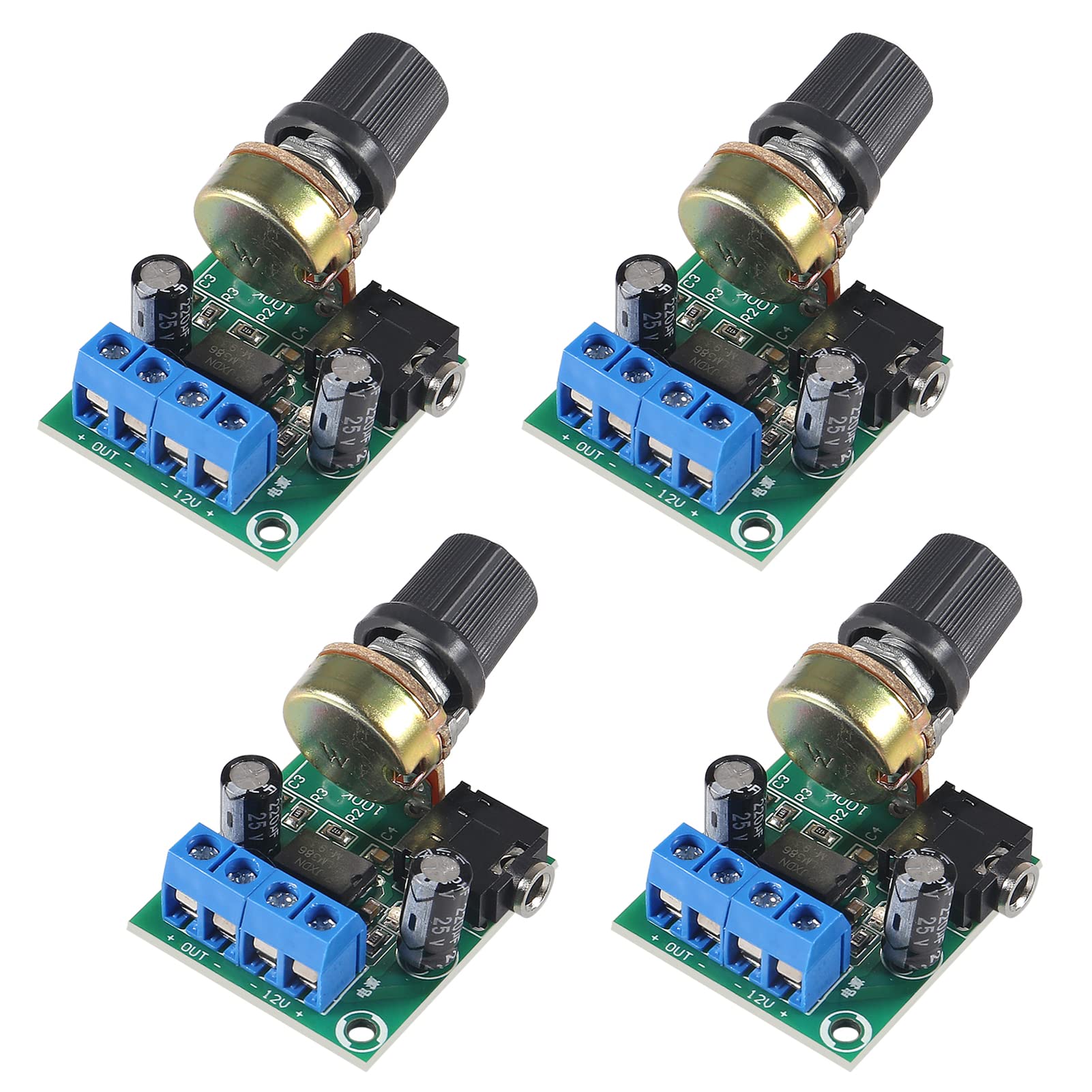 Dweii 4Pcs Lm386 10W Mini Power Amplifier Board Audio Amplifier Module Dc 3 12V Volume Adjustable Control