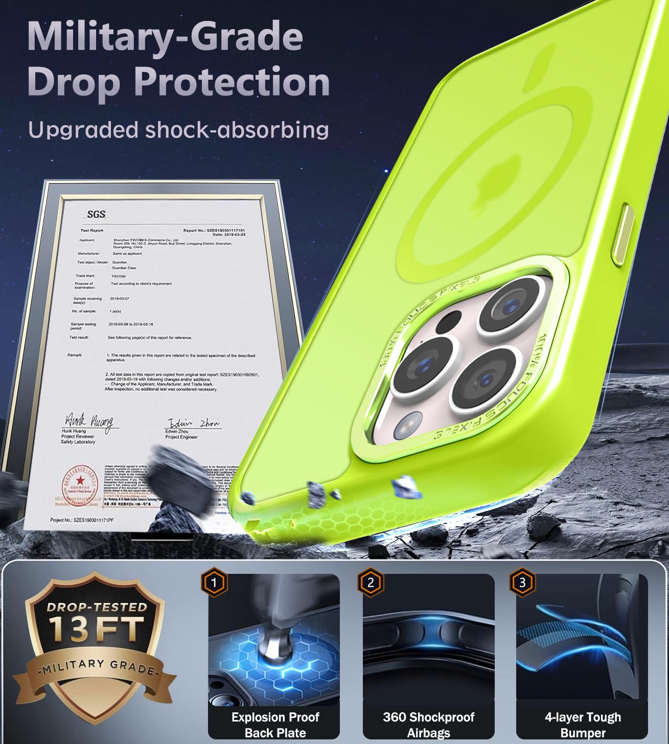 Newfuture Designed For Iphone 16 Pro Max Case With Magnetic [13 Ft Military Drop Protection] [Compatible With Magsafe] Transluce