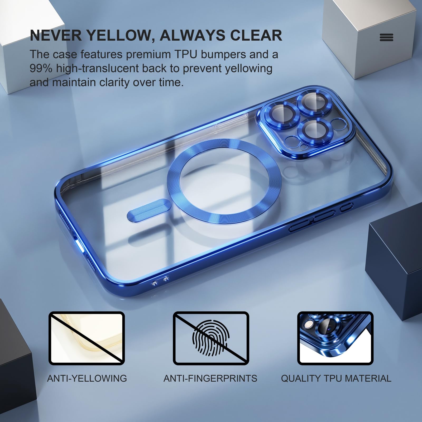 Misea Magnetic For Iphone 15 Pro Case Compatible With Magsafe [Never Yellowing] [Military Grade Drop Protection] Full Camera Len