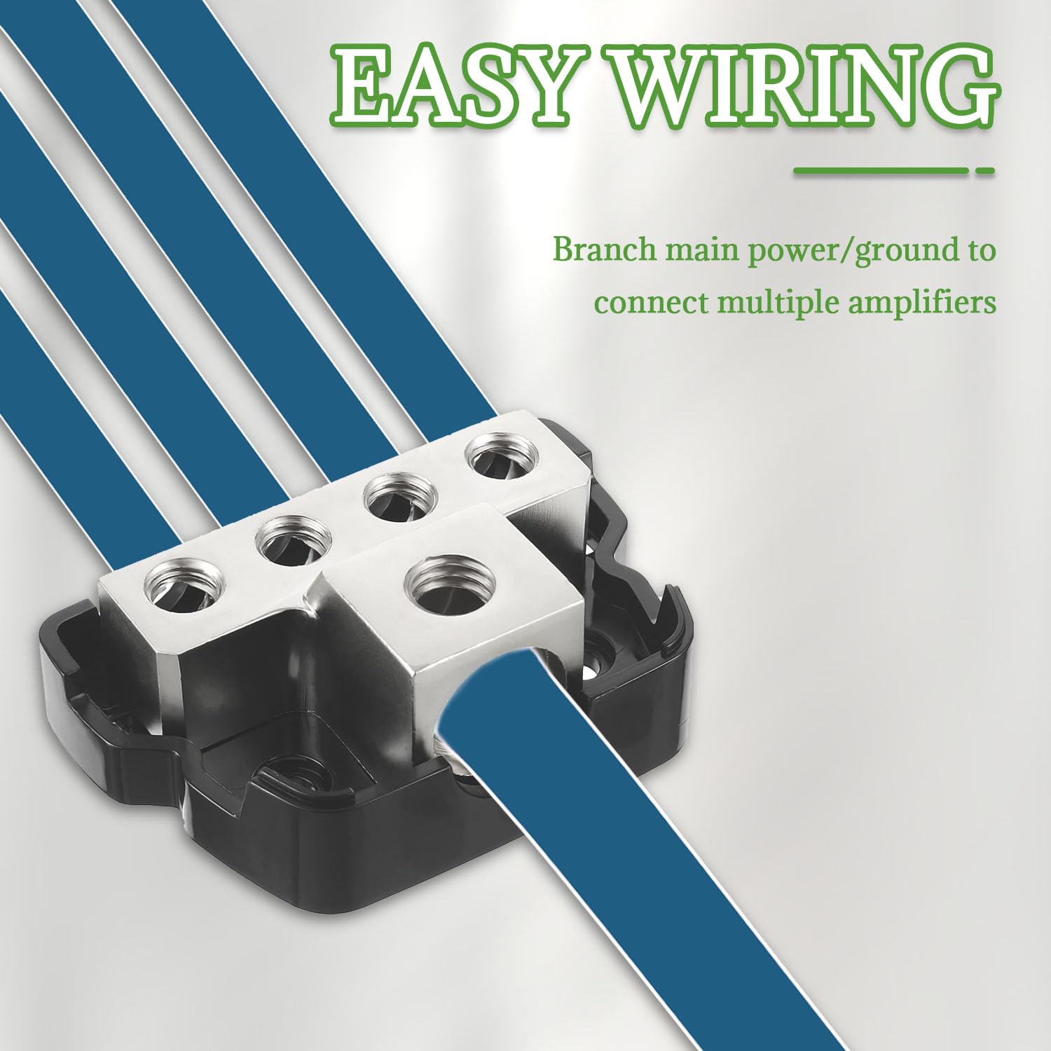 Bojack 4 Way Power Distribution Connecting Block 1X0/2/4 Gauge Input 2X4/8 Gauge Output Power Distribution Block For Car Amplifi