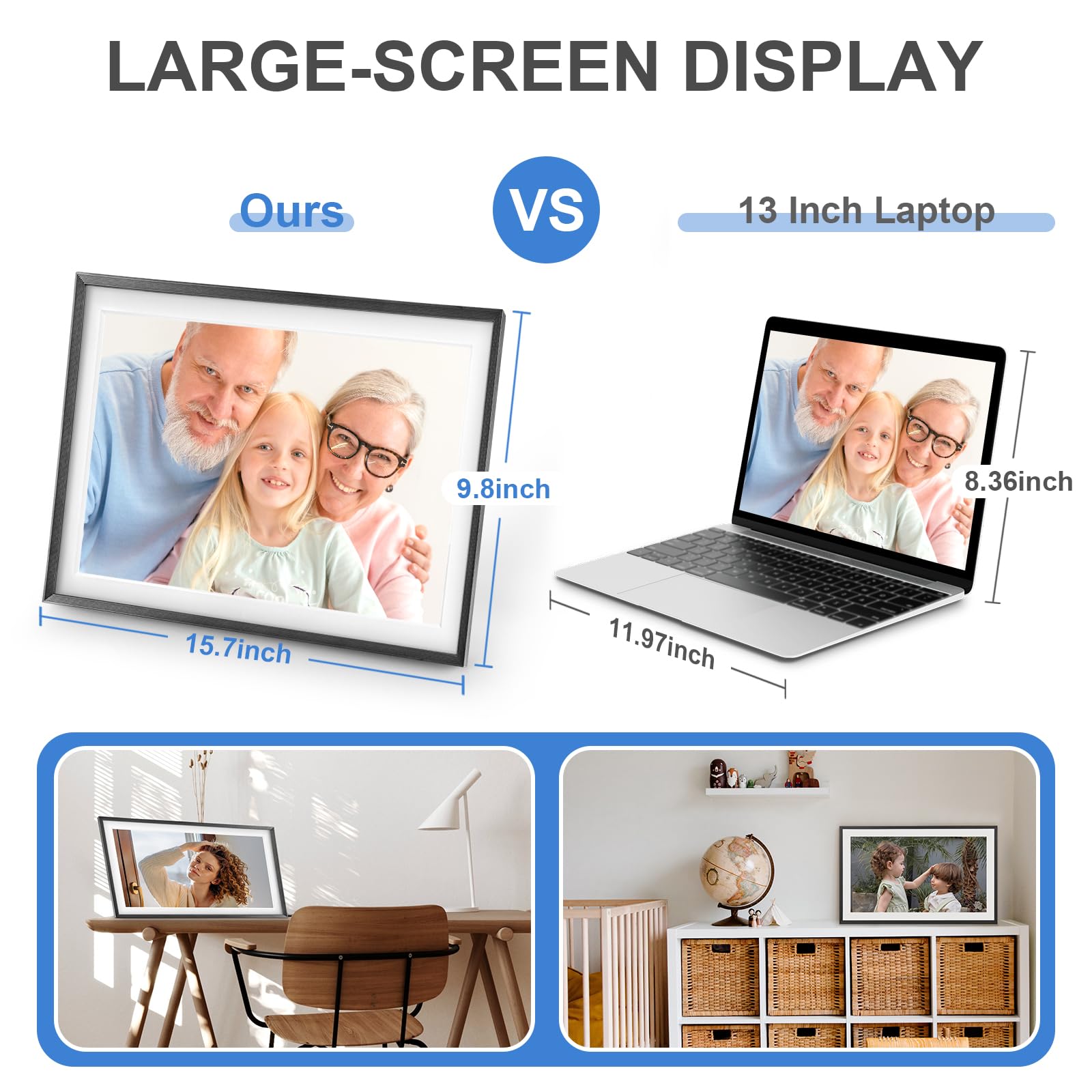 Digital Picture Frame 32G Wifi   15.6 Inch Digital Photo Frame With 1920 * 1080 Ips Fhd Touch Screen. Auto Rotate Electronic Pic