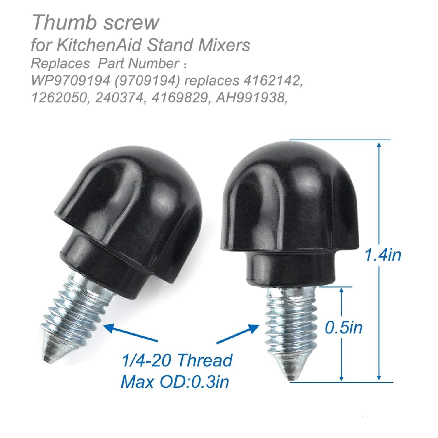 4162142 Mixer Thumb Screw For Kitchenaid & Whirlpool Mixers, Replaces 9709194 Wp9709194 240374   Pack Of 2