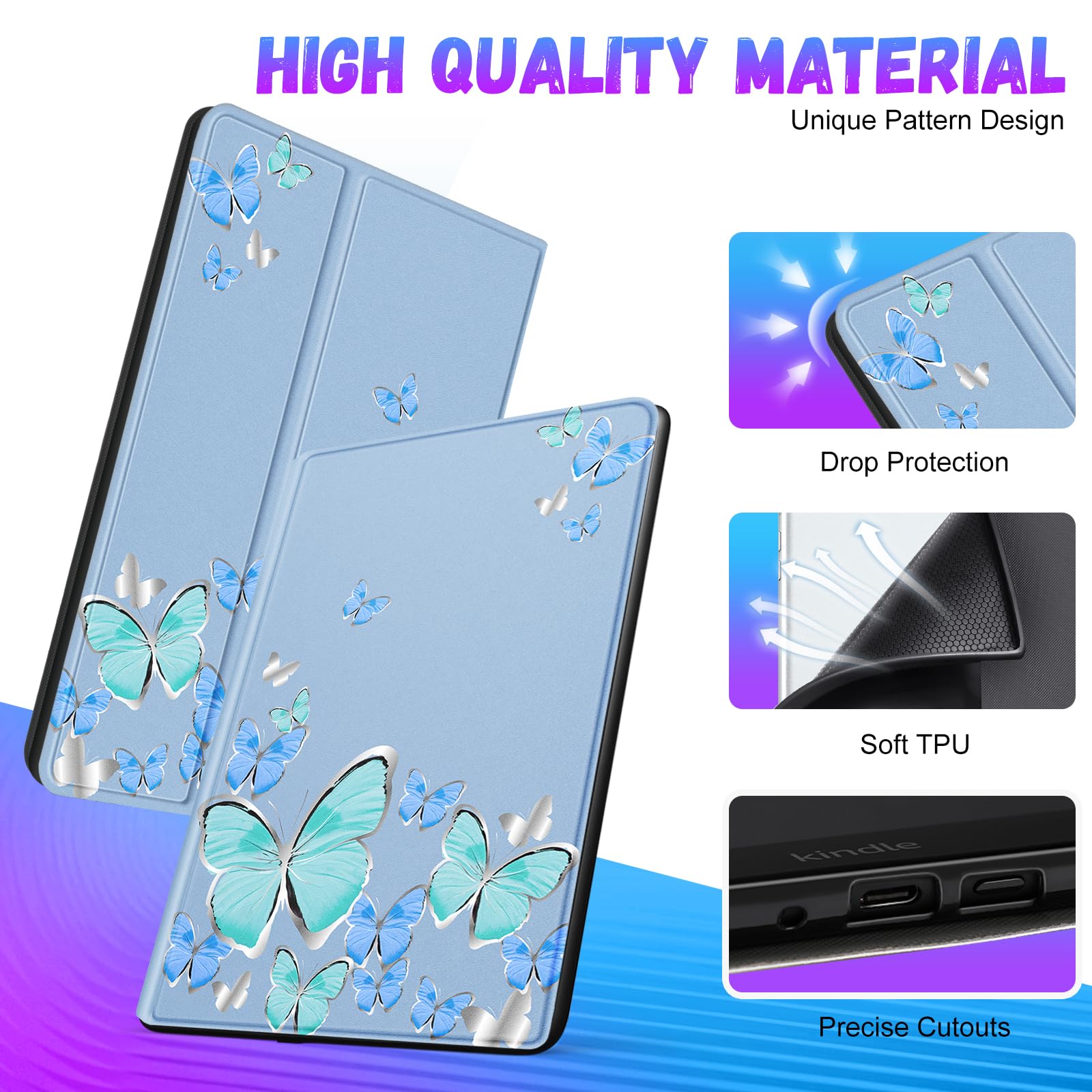 Uppuppy For Kindle Paperwhite 11Th Generation Case 6.8 Inch 2021 / Paperwhite Signature Edition Cute Women Girls Butterfly Teen