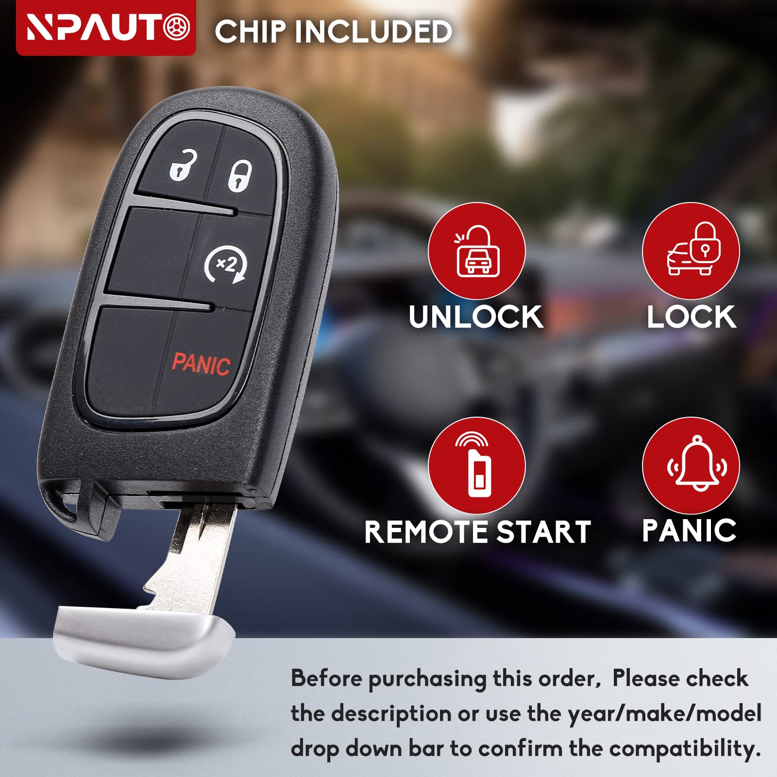 Npauto Key Fob Replacement For 2013 2014 2015 2016 2017 2018 Dodge Ram 1500 2500 3500 4500   Keyless Entry Remote Control Car St
