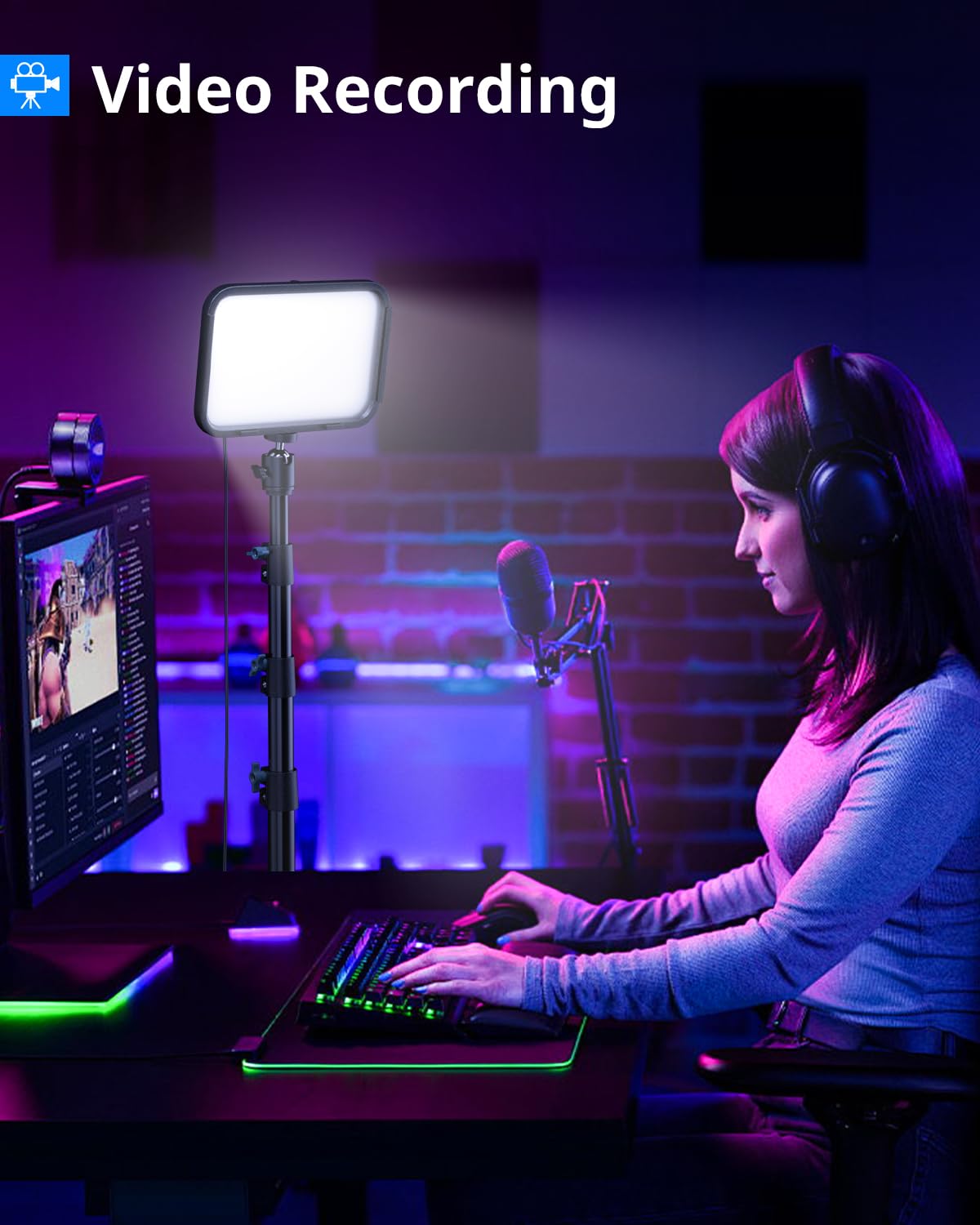 Ubeesize 2 Pack Rgb Photography Lighting, Studio Lights With Adjustable Tripod Stand And Ball Head, Video Light For Video Record