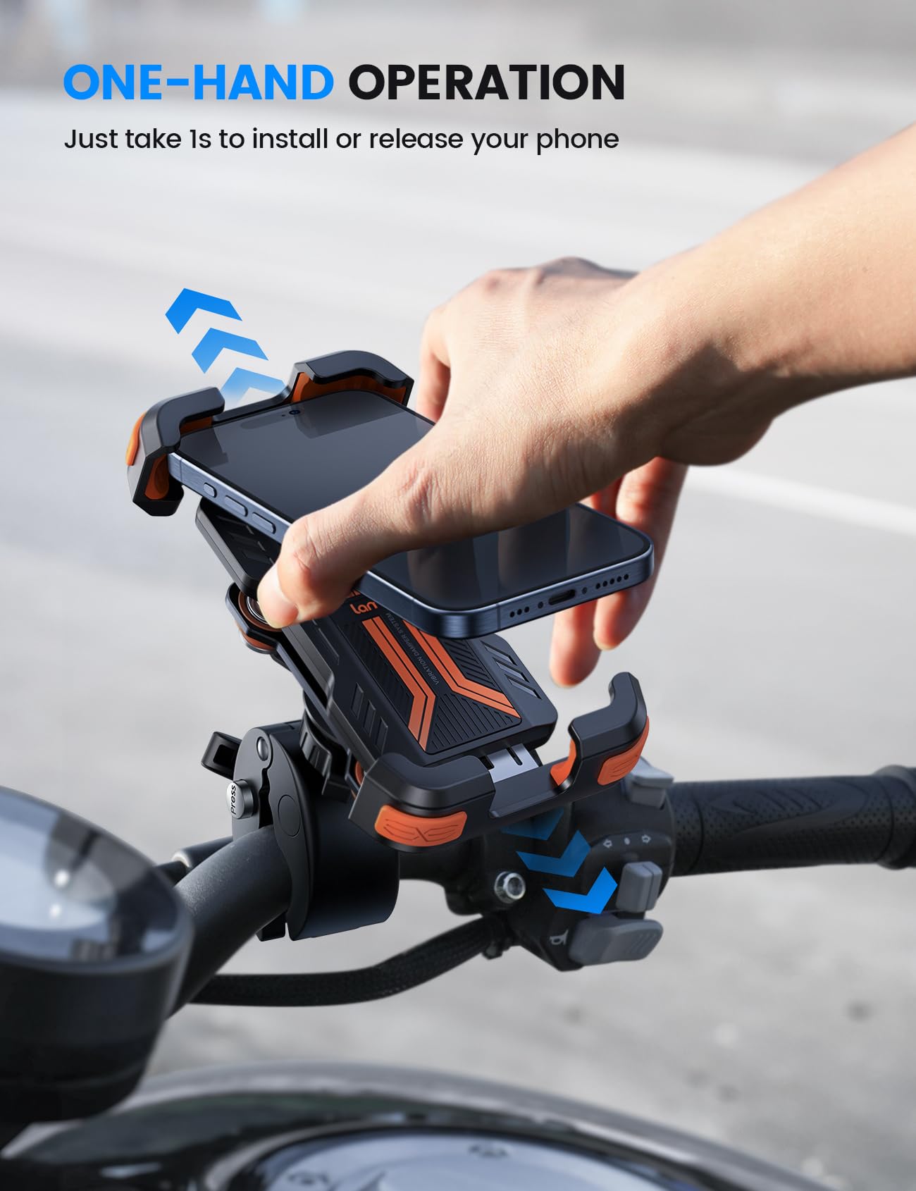 Lamicall Motorcycle Phone Mount Holder   [Dual Vibration Dampener] [Anti Shake] Motorcycle Cell Phone Holder, Upgrade Bike Phone
