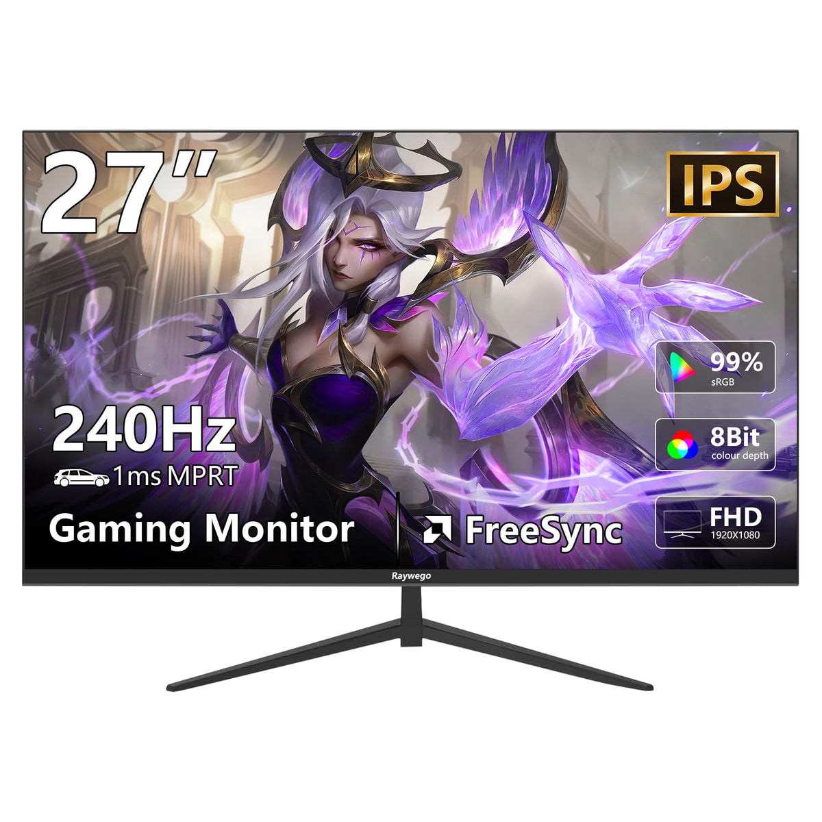 Raywego 27inch Gaming Computer Monitor IPS 240Hz FHD(1920 1080P), 99% ...