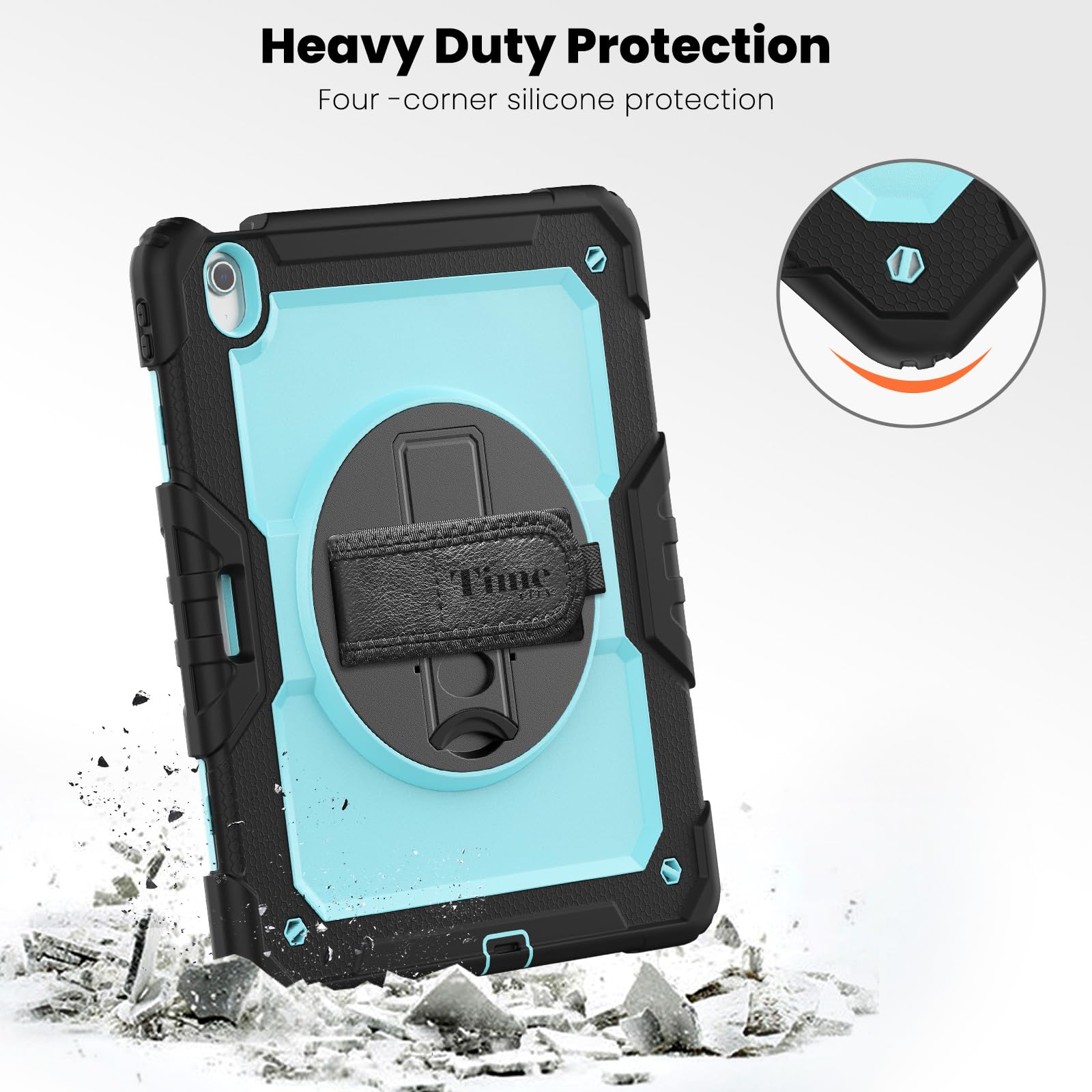 Timecity Case For Ipad Air 13 Inch M2 2024(Model: A2898, A2899, A2900) With Built In Screen Protector, 360 Rotating Kickstand, A