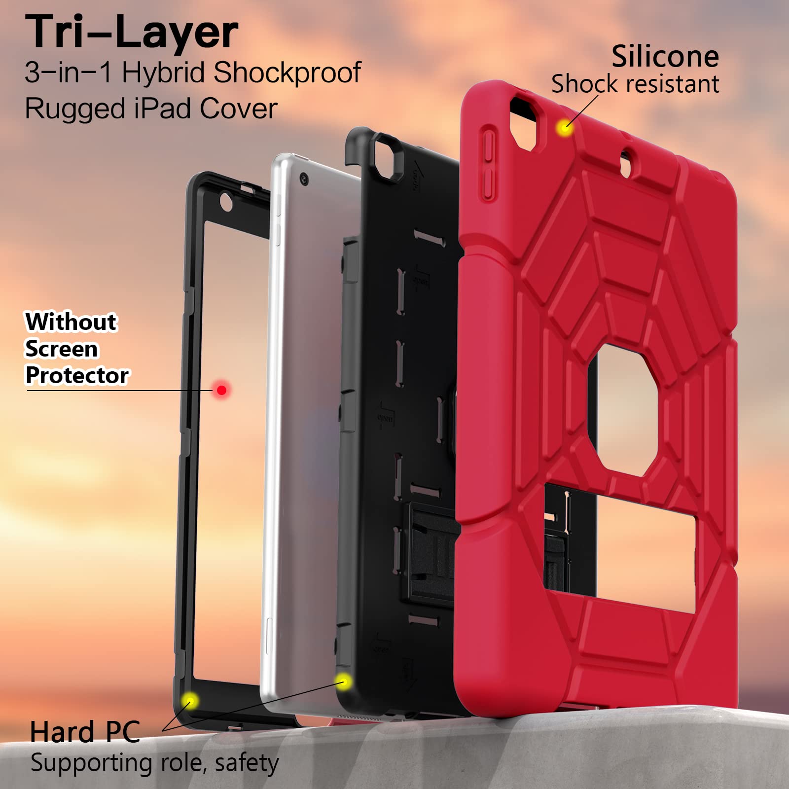 Grifobes For Ipad 9Th Generation Case, For Ipad 8Th/7Th Generation Case 2021/2020/2019, Heavy Duty Rugged Protective 10.2 Cover