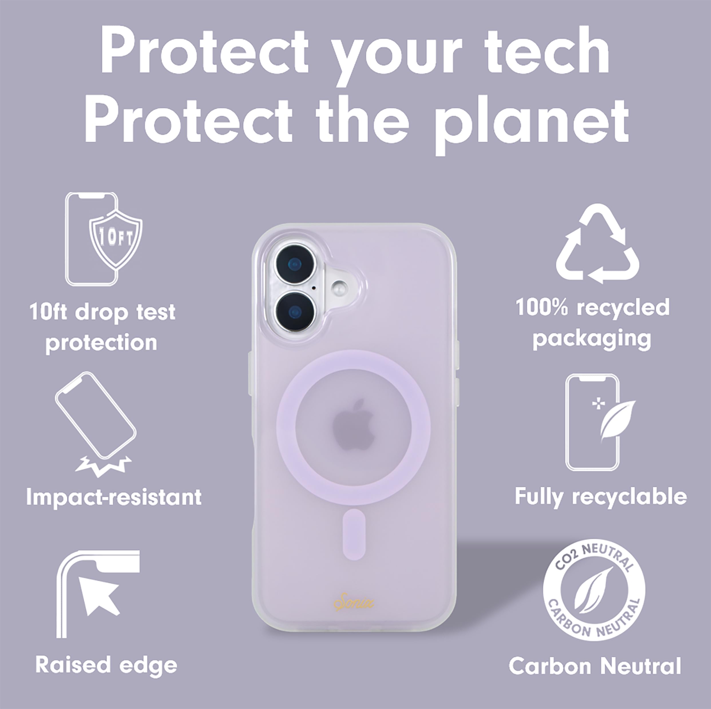 Sonix Case For Iphone 16 | Compatible With Magsafe | 10Ft Drop Tested | Jelly Lavender