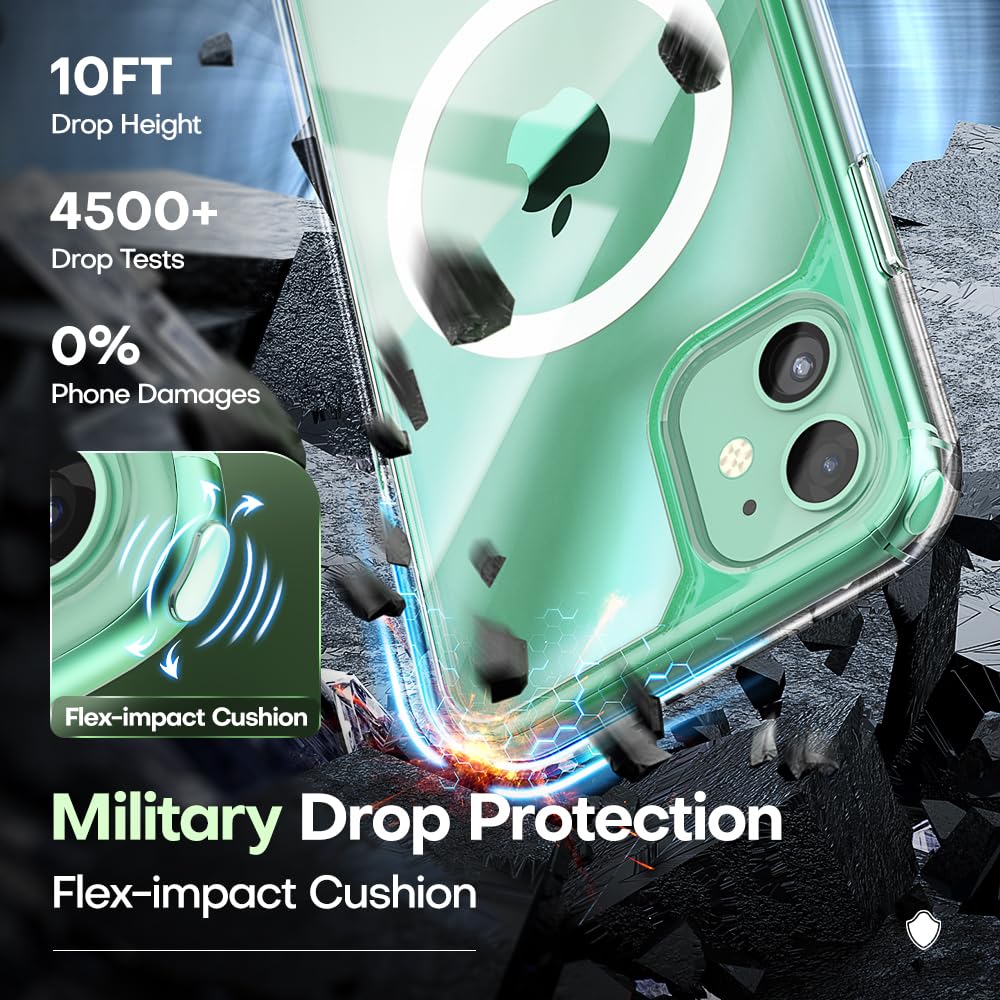 Tauri For Iphone 11 Phone Case Clear [Compatible With Magsafe], With 2X Hd Screen Protector, [Military Grade Drop Protection] Sh