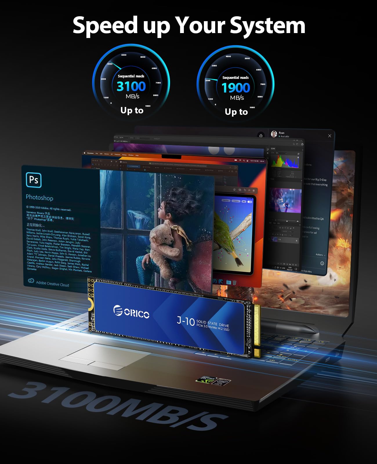 Orico Nvme Ssd 1Tb M.2 With Heatsink, Up To 3100Mb/S Pcie Gen3X4 2280 Internal Solid State Drive, Slc Cache 3D Nand, Compatible