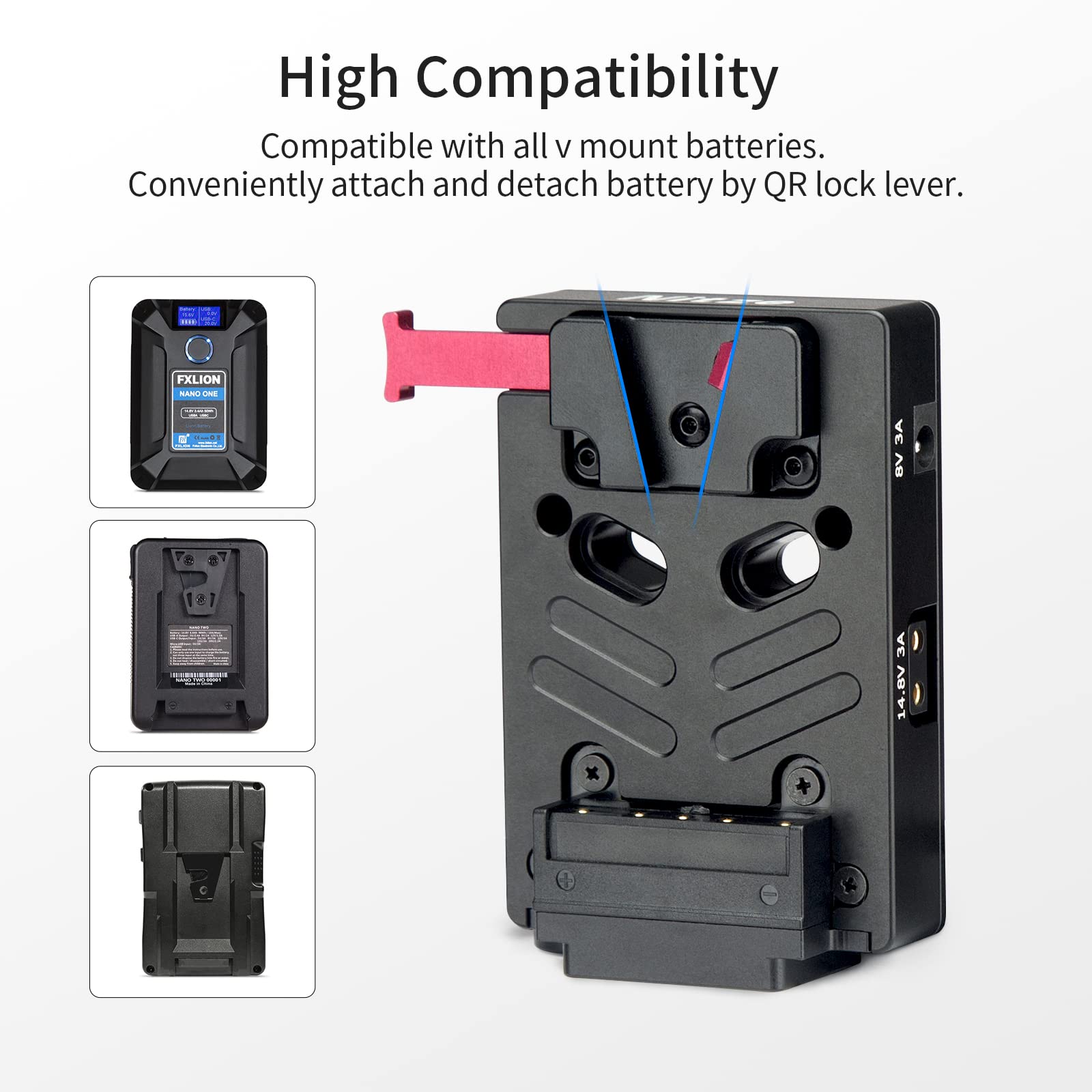 Nitze V Mount Battery Plate With 8V/3A Dc, 14.8V/3A D Tap And Pd 3.0 Usb C Output Ports Mini V Mount Plate   N21 D6