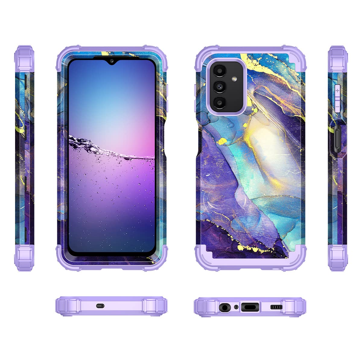 Rancase Samsung Galaxy A13 5G Case Three Layer Heavy Duty Shockproof Polycarbonate Silicone Amethyst Purple