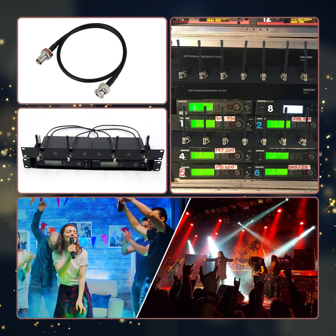 Rhymkawa Rk Antenna Extension Cable With Bnc And Bulkhead Connector For Wireless Microphone Combination System, Lenght 20 (4 Pac