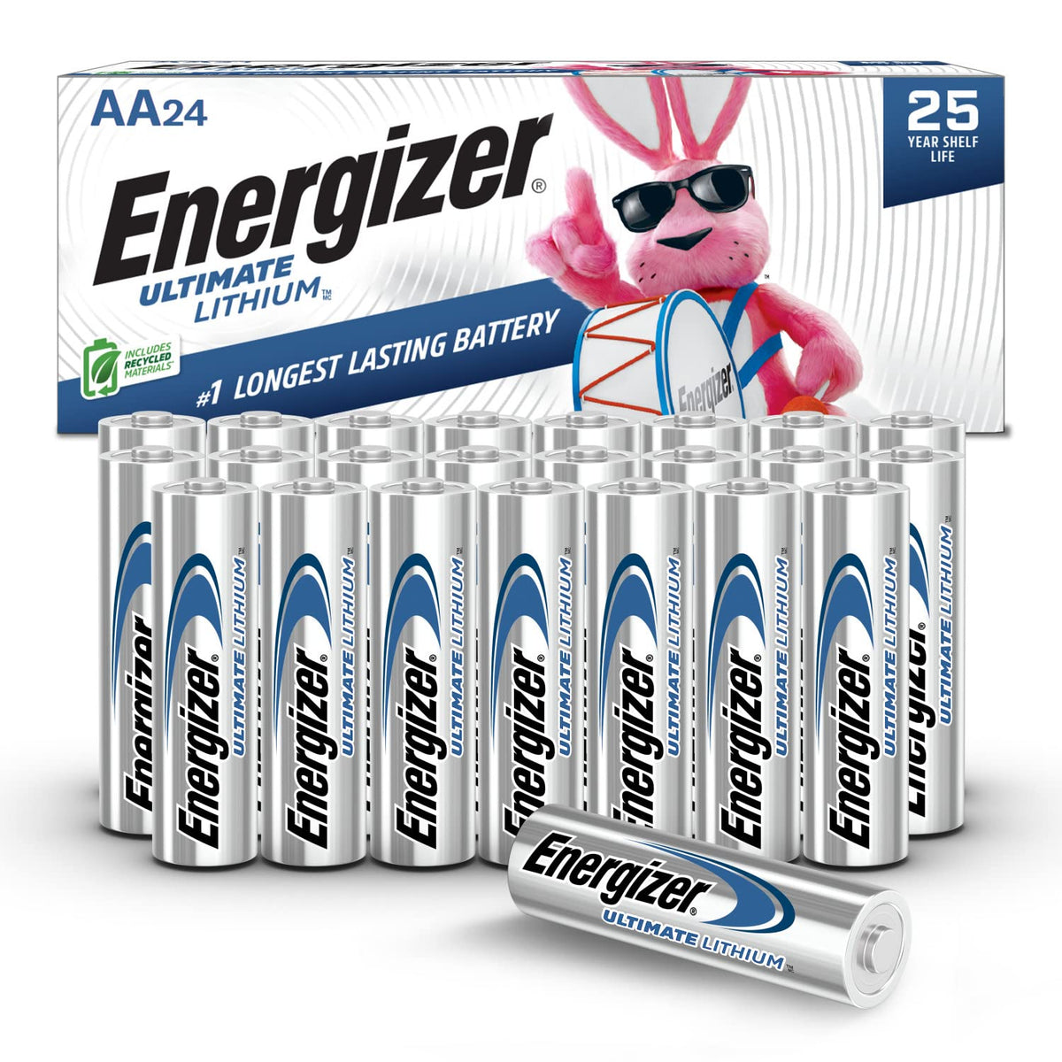 Energizer Aa Lithium Batteries, World'S Longest Lasting Double A Battery, Ultimate Lithium (24 Battery Count)