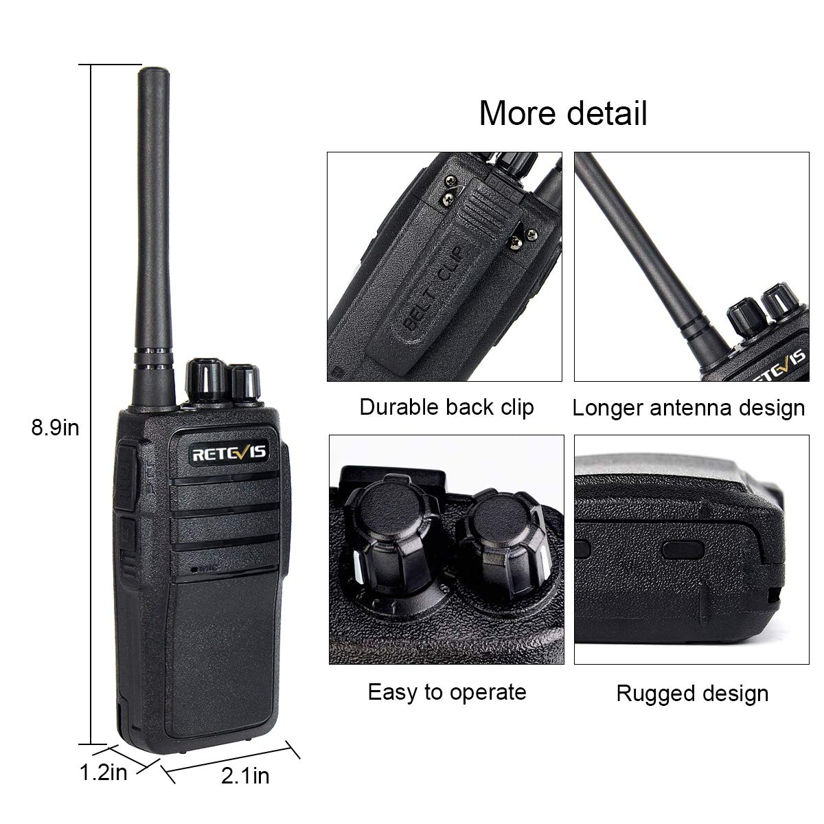 Case Of 10,Retevis Rt21 Updated 3000Mah 2 Way Radio Rechargeable, Heavy Duty Two Way Radio Long Range, 16Ch Vox Handfree Adults