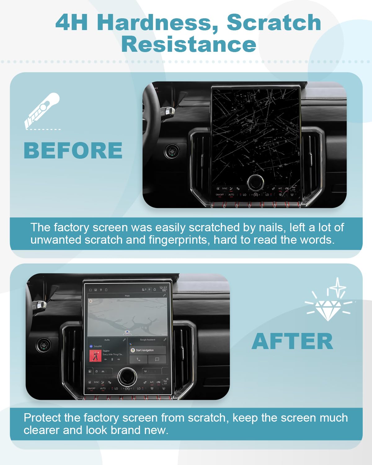 Cdefg 2Pcs For 2024 2025 Gmc Acadia 15� Screen Protector 2024 2025 Gmc Acadia Elevation At4 Denali Accessories 2024 2025 Acadia Center Screen Guard Screen Cover Anti Glare Hd Clear