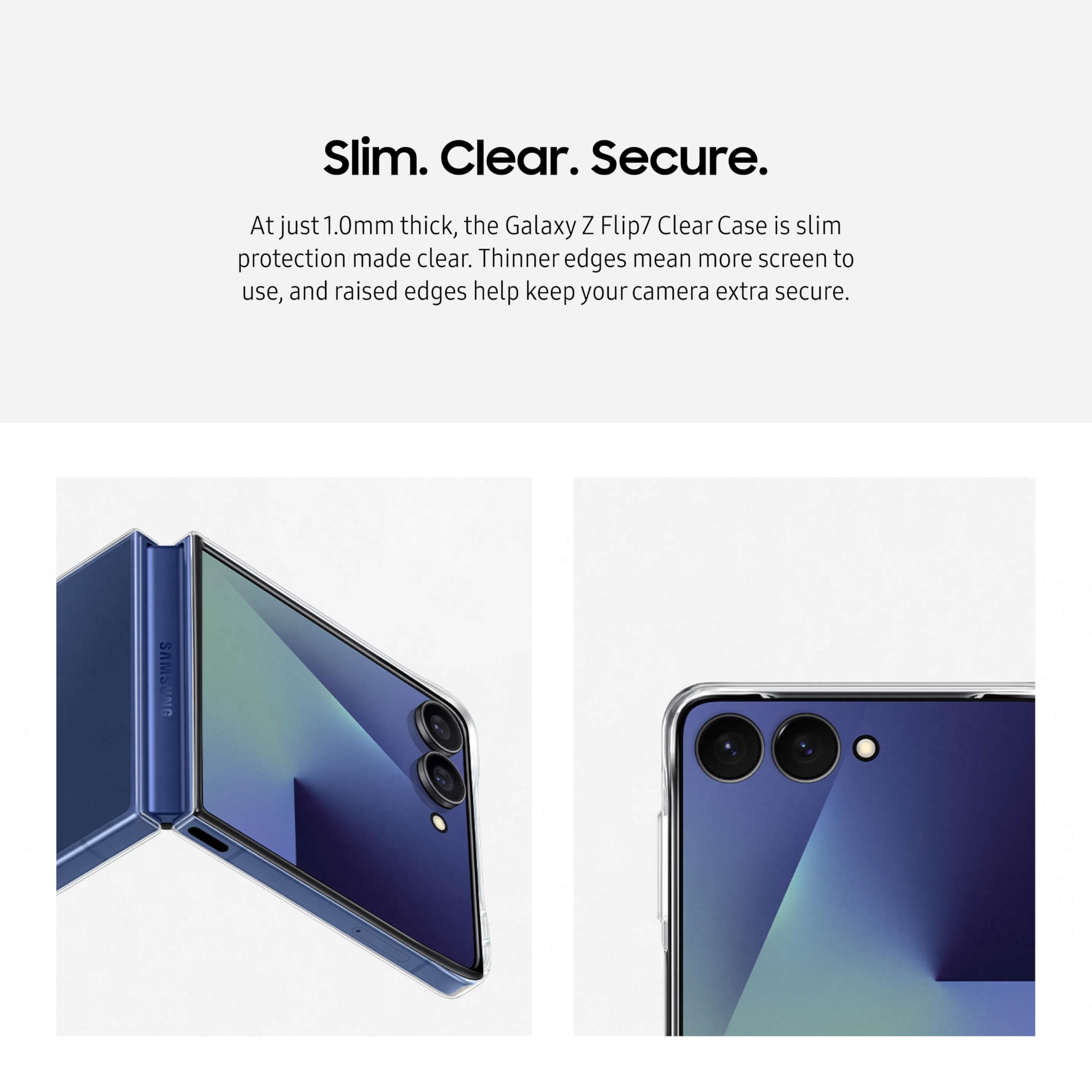 Samsung Galaxy Z Flip7 Clear Phone Case, Protective Cover, Stylish, Safe, Secure, Us Version, Transparent