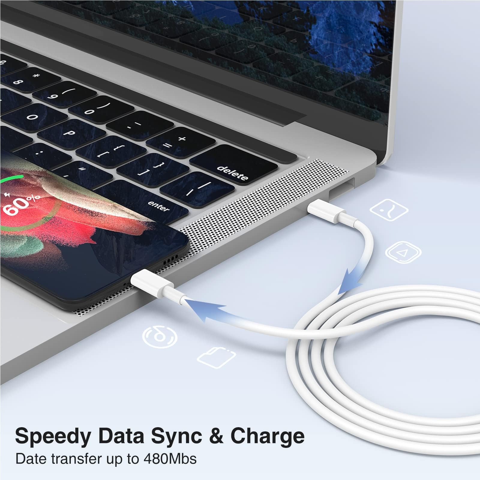 Lofpye 3 Pack [6.6Ft+6.6Ft+10Ft] 60W Usb C To Usb C Cable, Type C To Type C Cable,Fast Charging Cable For Iphone 15/Plus/15 Pro/